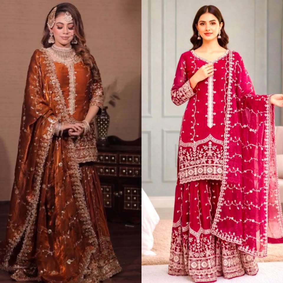SSR 533 SILK SEQUENCE EMBROIDERY DESIGNER WORK FESTIVE WEAR SUIT