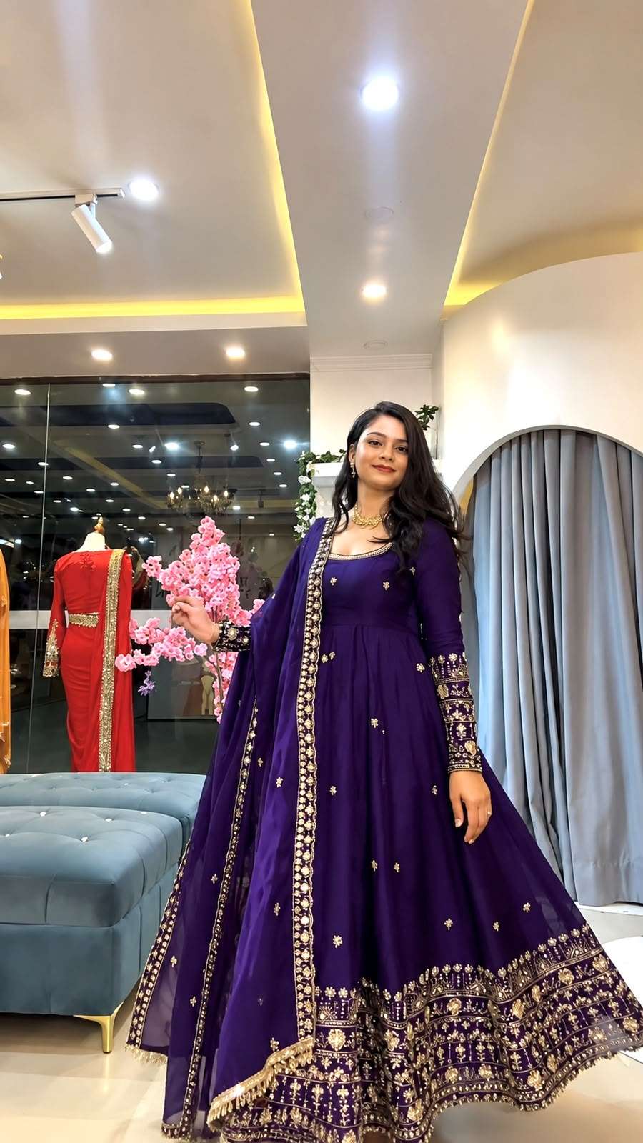 SSR 544 SILK SEQUENCE EMBROIDERY DESIGNER WORK PARTY WEAR ANARKALI GOWN BOTTOM AND DUPATTA SET 