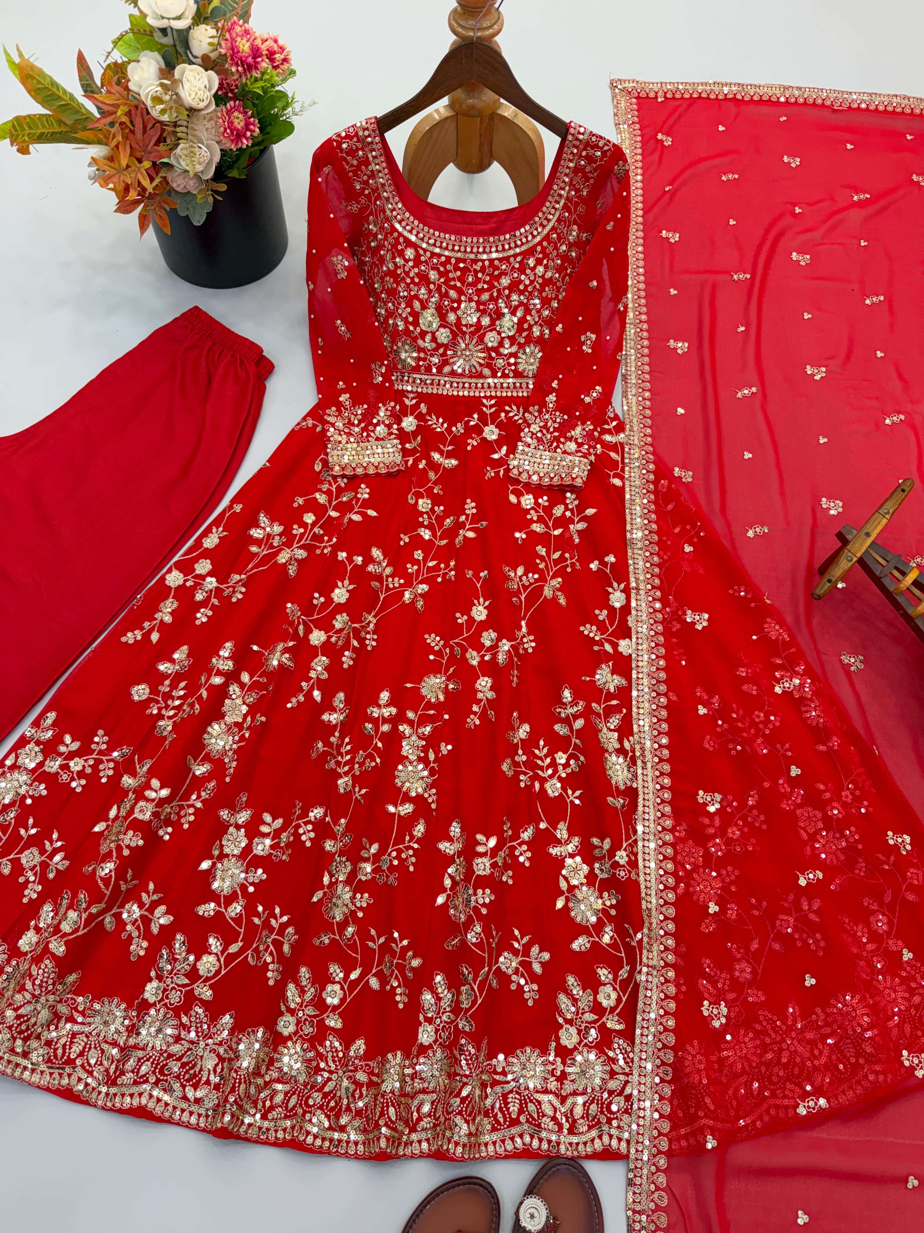 SSR 545 GEORGETTE HEAVY SEQUENCE EMBROIDERY DESIGNER WORK PARTY WEAR GOWN DRESS
