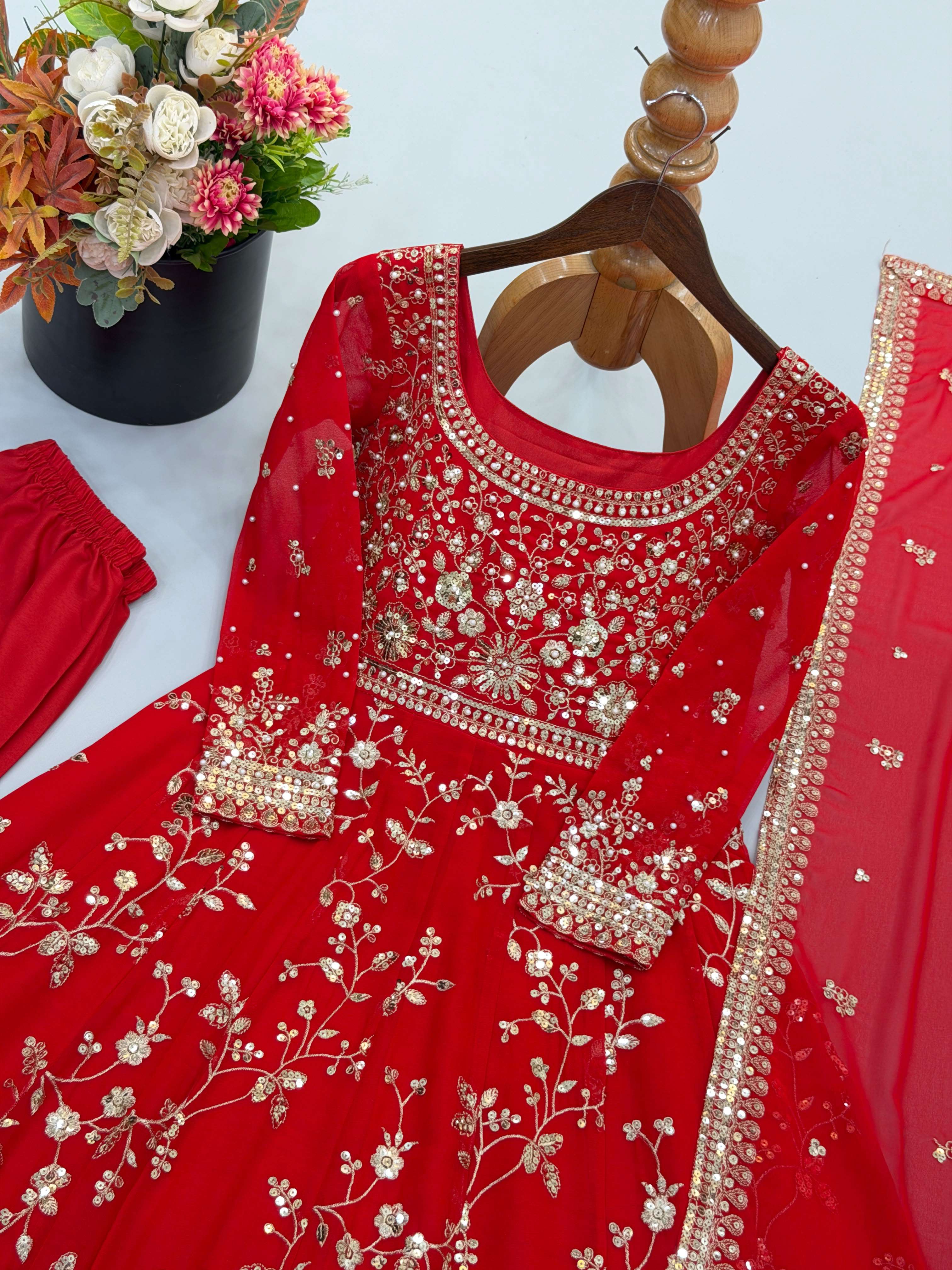SSR 545 GEORGETTE HEAVY SEQUENCE EMBROIDERY DESIGNER WORK PARTY WEAR GOWN DRESS