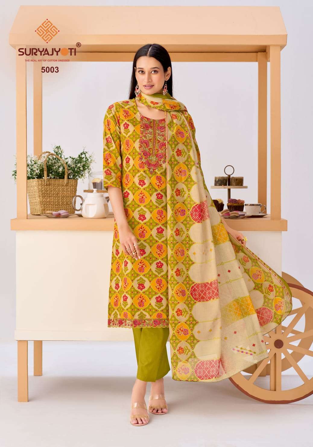 SURYAJYOTI KALA STITCH VOL 5 COTTON PRINT WITH FANCY WORK SUITS 