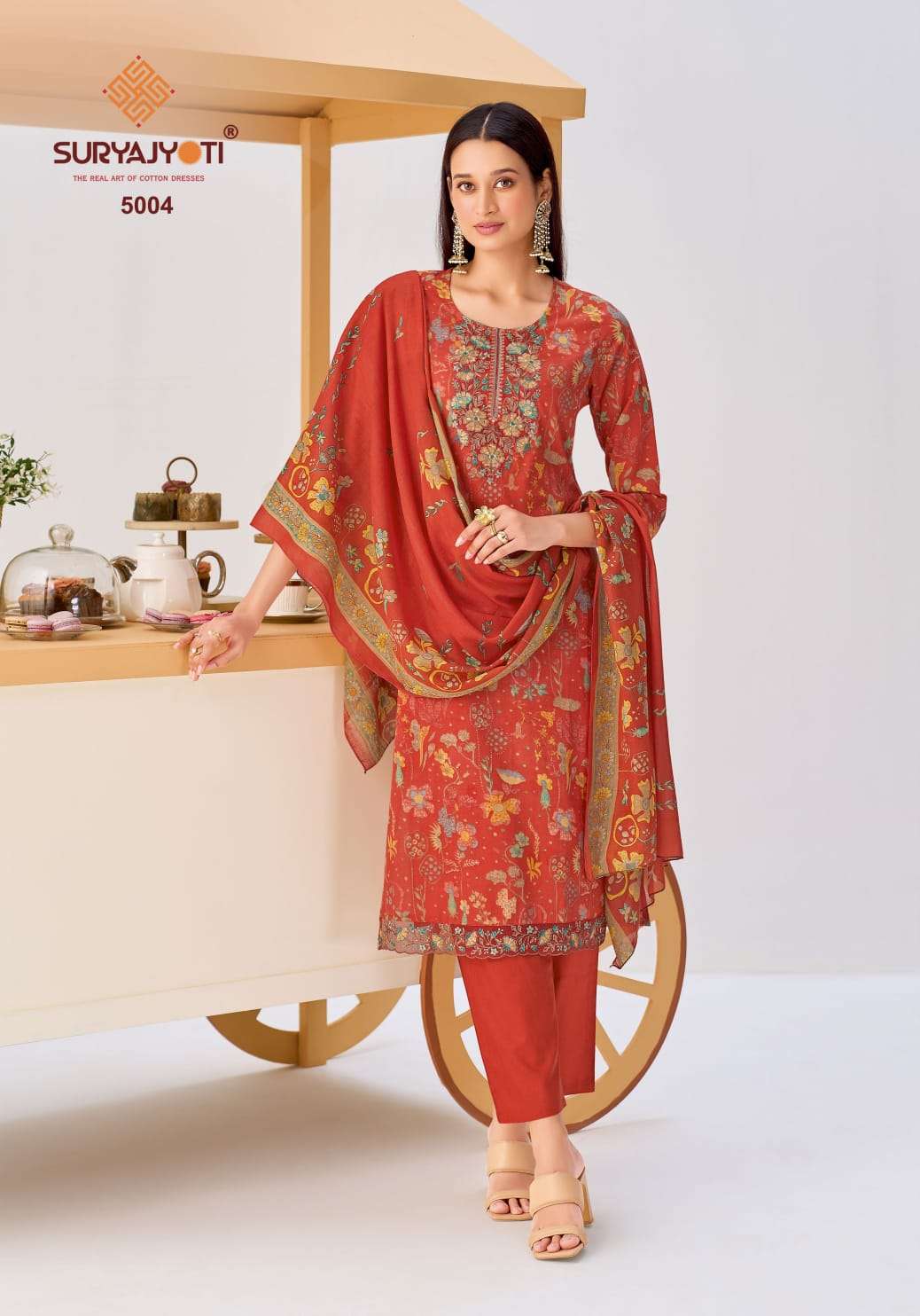 SURYAJYOTI KALA STITCH VOL 5 COTTON PRINT WITH FANCY WORK SUITS 