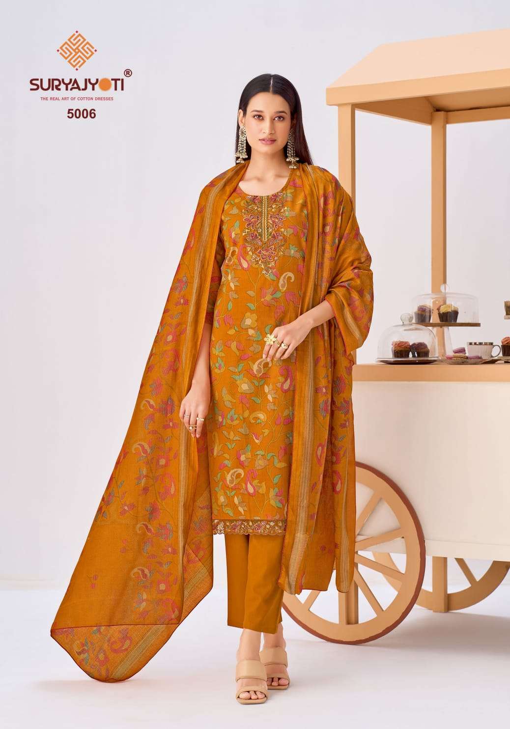 SURYAJYOTI KALA STITCH VOL 5 COTTON PRINT WITH FANCY WORK SUITS 