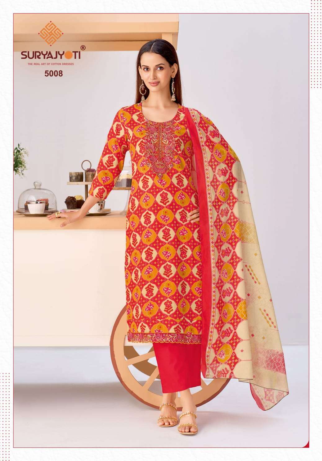 SURYAJYOTI KALA STITCH VOL 5 COTTON PRINT WITH FANCY WORK SUITS 