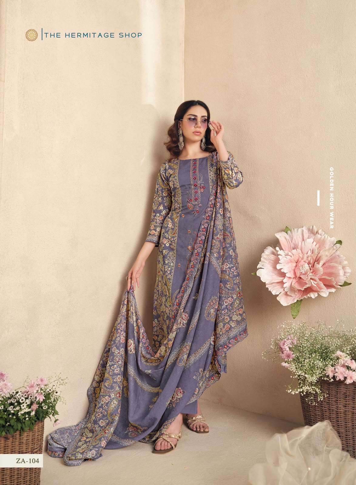 THE HERMITAGE SHOP ZAIRA LAWN COTTON FANCY EMBROIDERY WORK SUIT