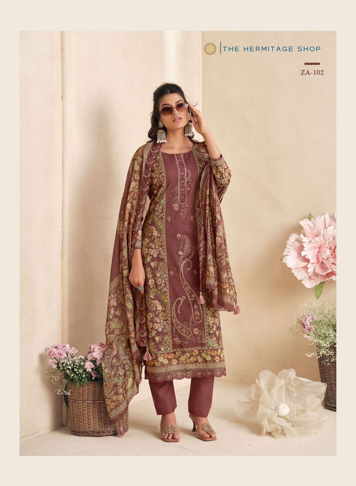 THE HERMITAGE SHOP ZAIRA LAWN COTTON FANCY EMBROIDERY WORK SUIT