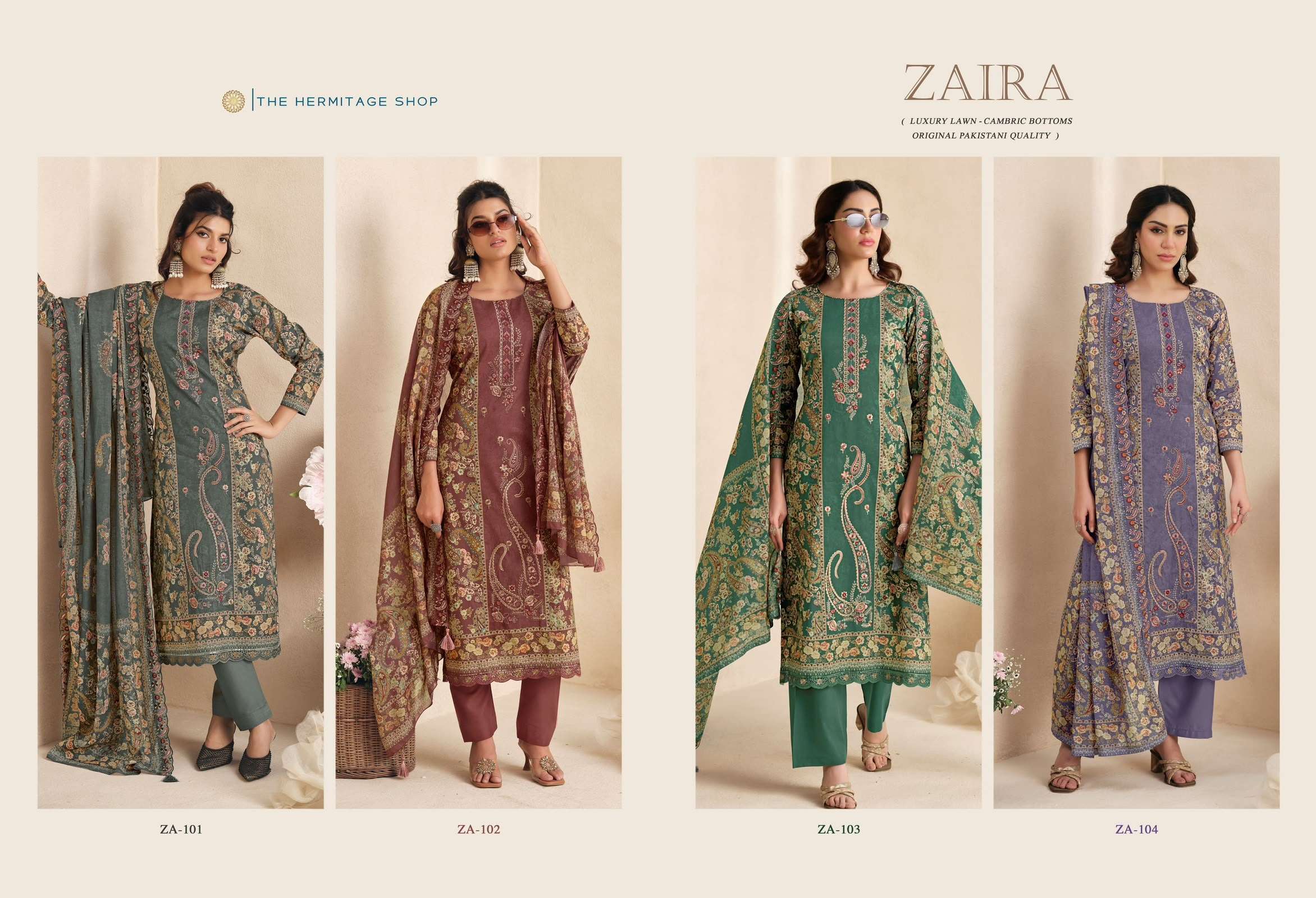THE HERMITAGE SHOP ZAIRA LAWN COTTON FANCY EMBROIDERY WORK SUIT