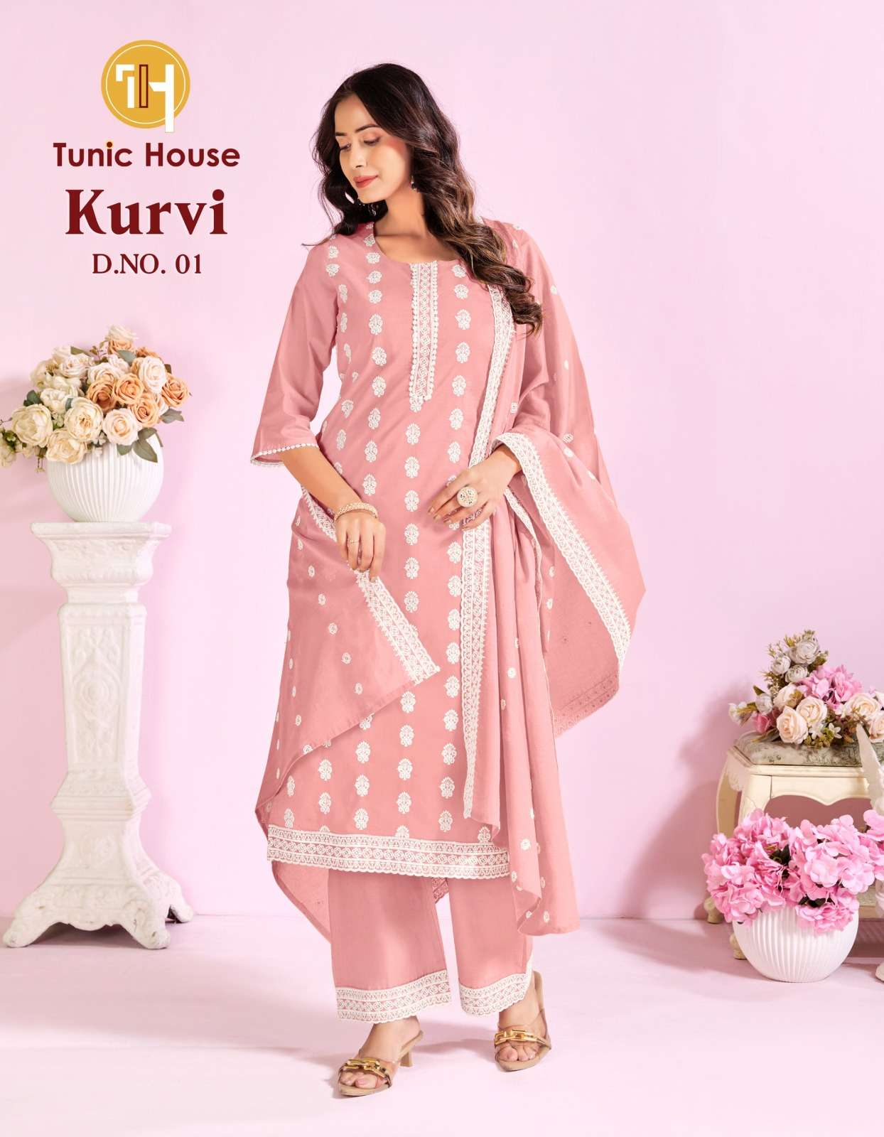 TUNIC HOUSE KURVI COTTON SCHIFLI DESIGNER WORK READY MADE LADIES SUIT
