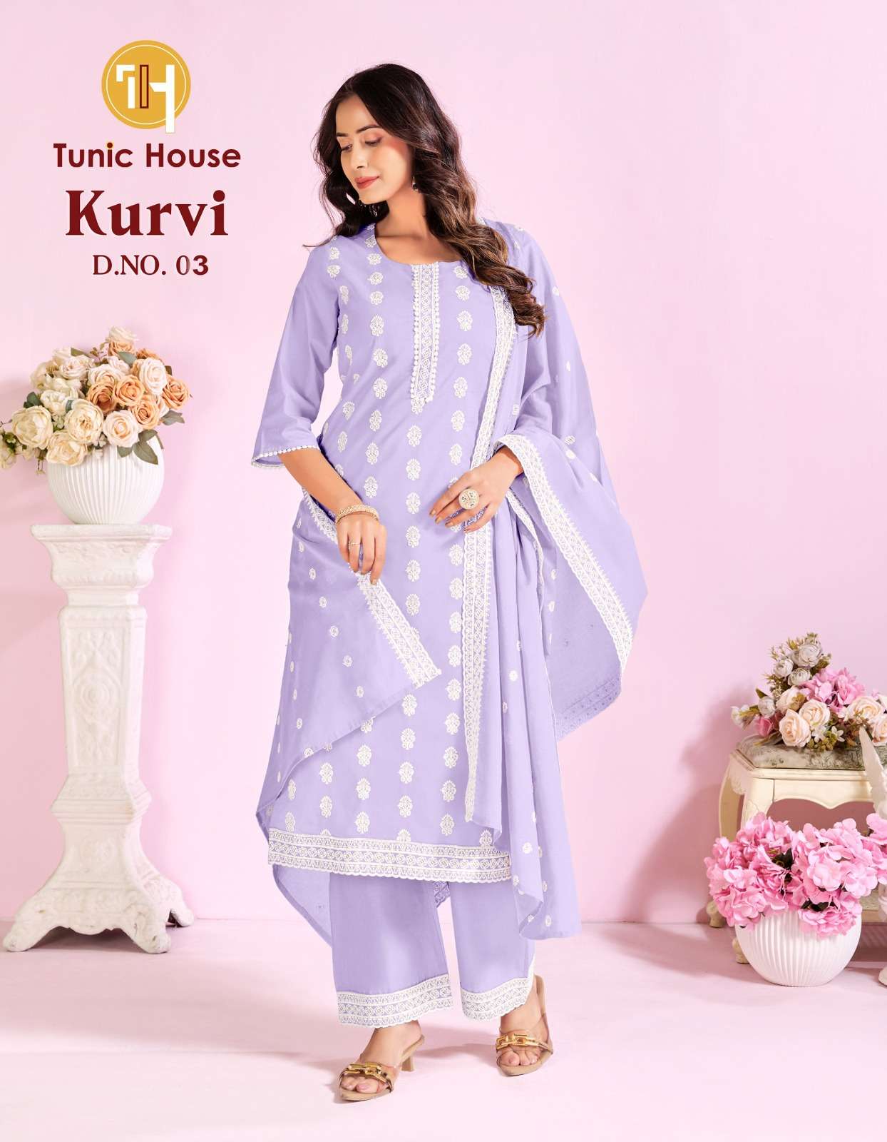 TUNIC HOUSE KURVI COTTON SCHIFLI DESIGNER WORK READY MADE LADIES SUIT