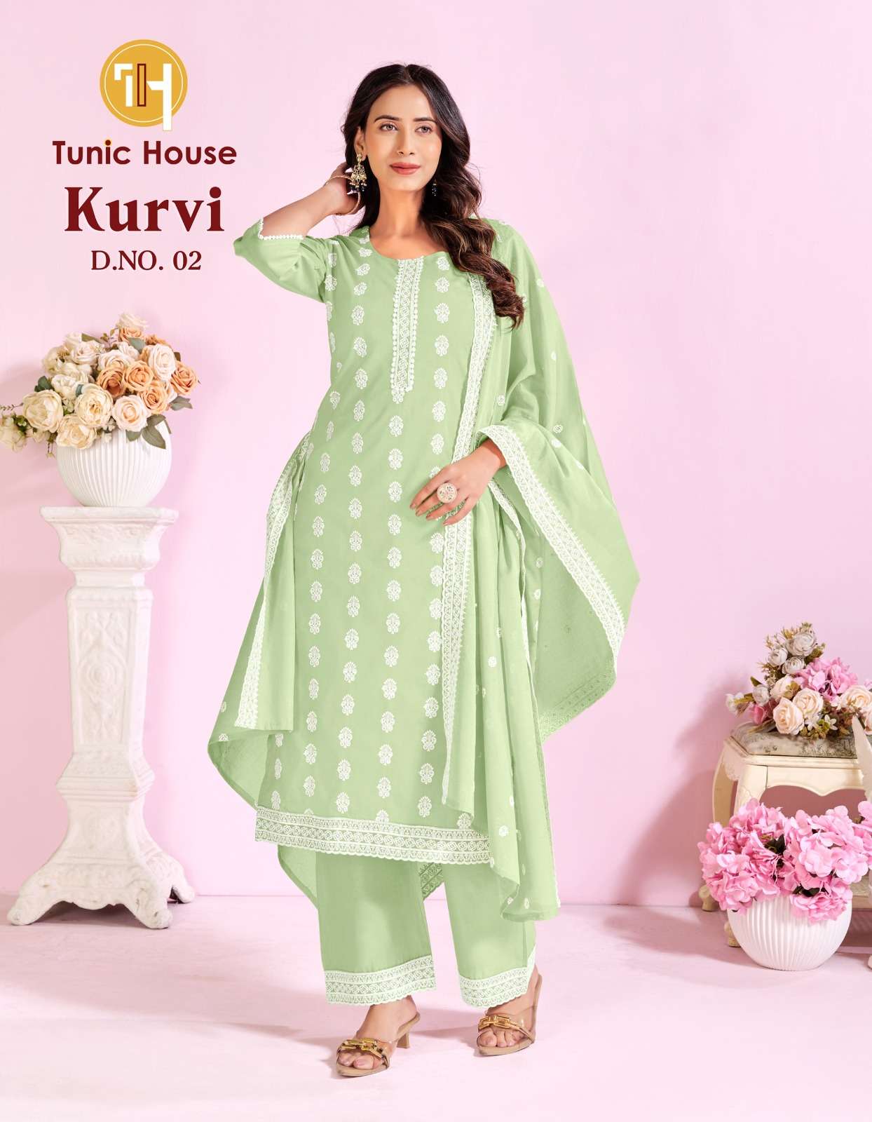 TUNIC HOUSE KURVI COTTON SCHIFLI DESIGNER WORK READY MADE LADIES SUIT