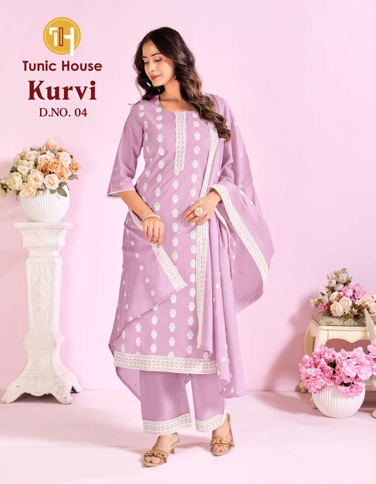 TUNIC HOUSE KURVI COTTON SCHIFLI DESIGNER WORK READY MADE LADIES SUIT