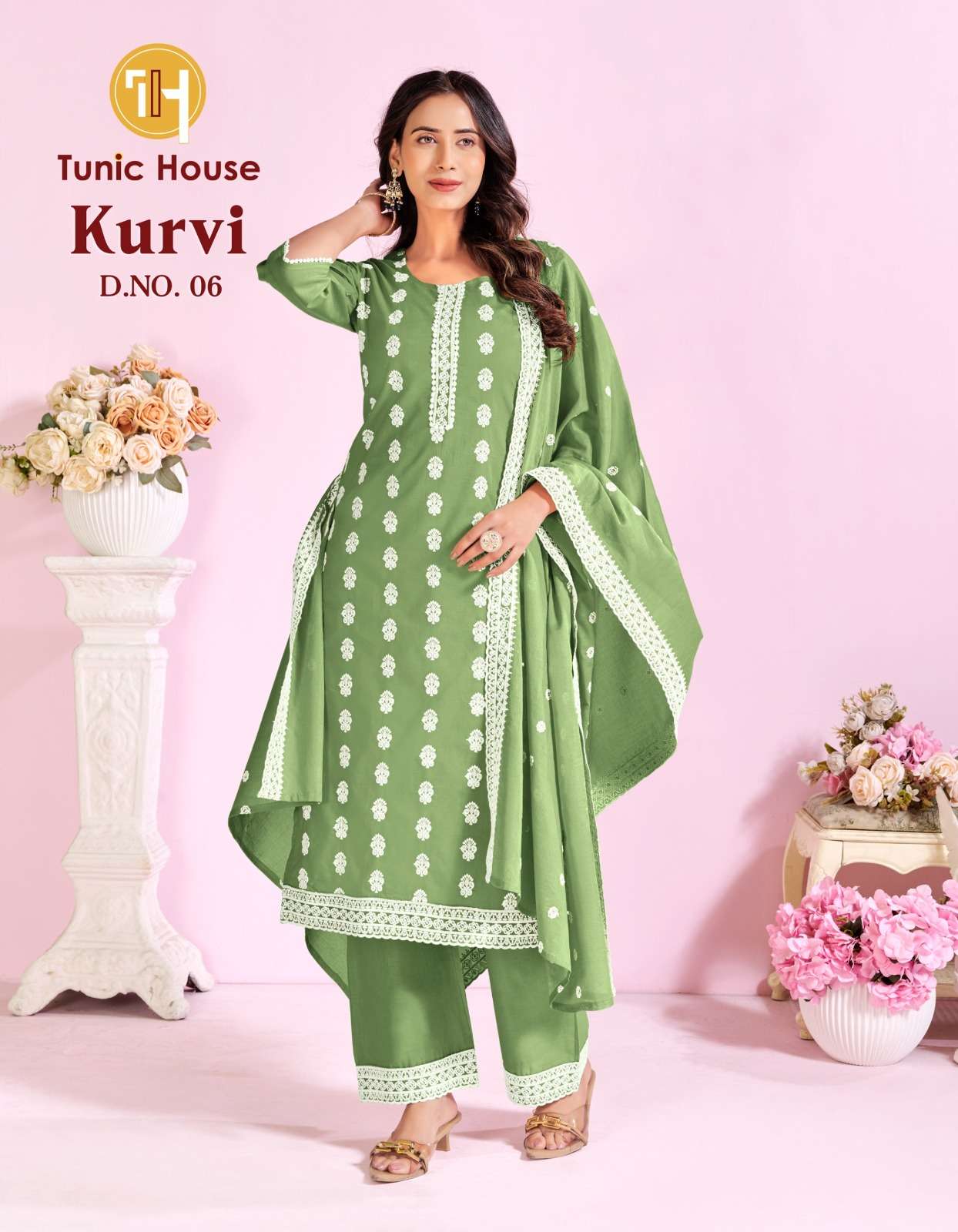 TUNIC HOUSE KURVI COTTON SCHIFLI DESIGNER WORK READY MADE LADIES SUIT