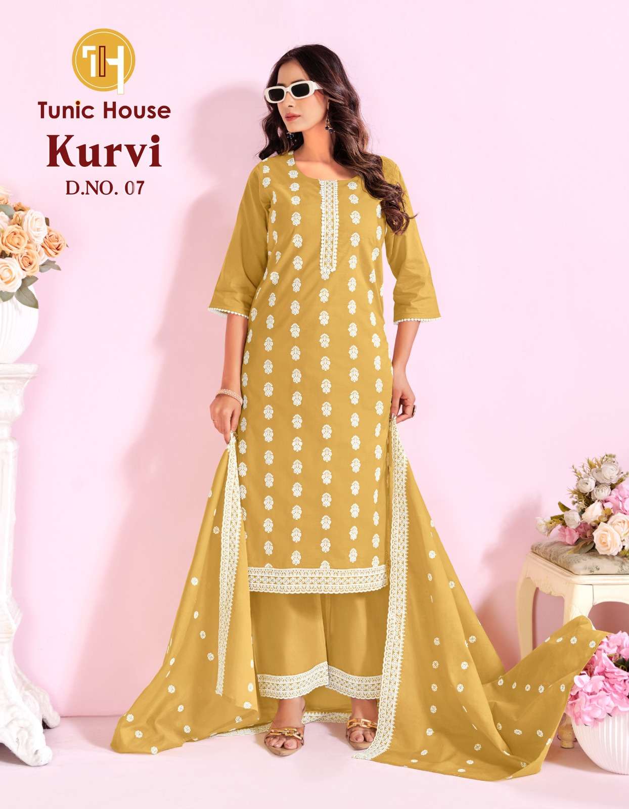 TUNIC HOUSE KURVI COTTON SCHIFLI DESIGNER WORK READY MADE LADIES SUIT