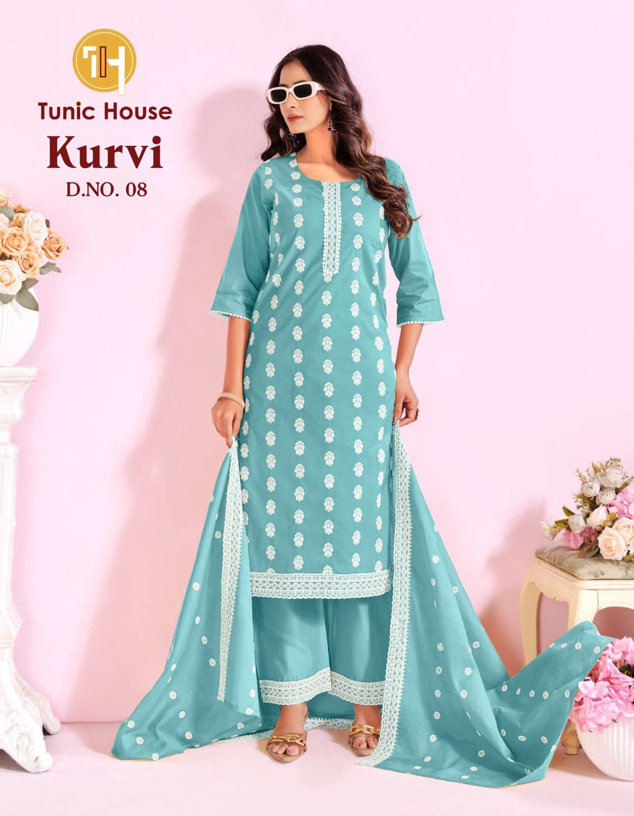 TUNIC HOUSE KURVI COTTON SCHIFLI DESIGNER WORK READY MADE LADIES SUIT