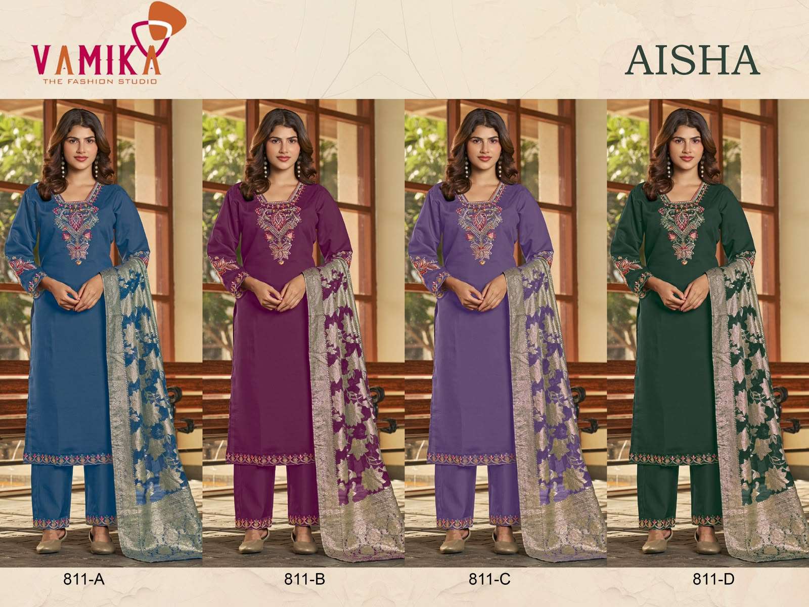 VAMIKA AISHA VISCOSE FANCY WORKS LADIES 3PCS SET COLLECTION 