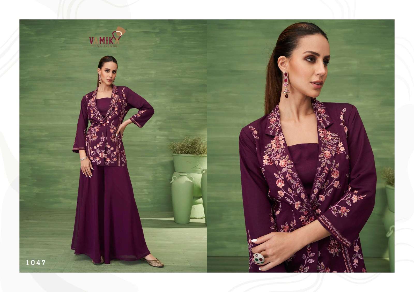 VAMIKA JALWA ROMAN SILK WITH HEAVY EMBROIDERY DESIGNER FUNCTION WEAR DRESS