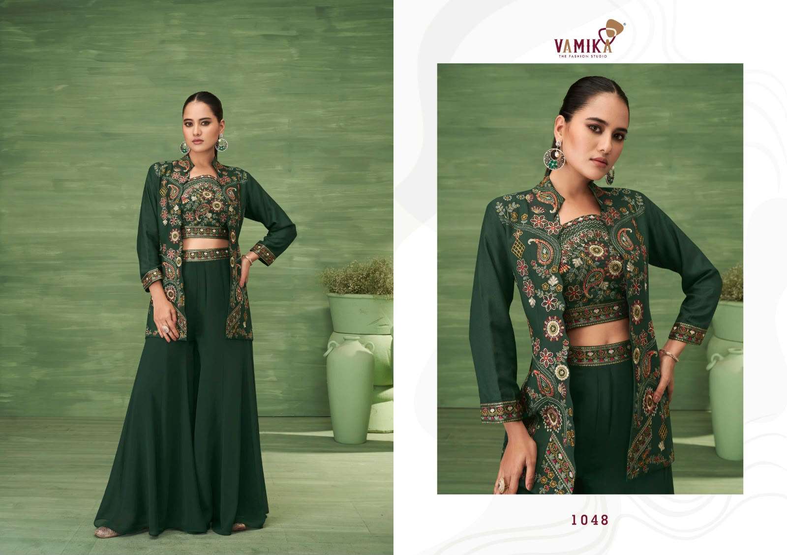 VAMIKA JALWA ROMAN SILK WITH HEAVY EMBROIDERY DESIGNER FUNCTION WEAR DRESS