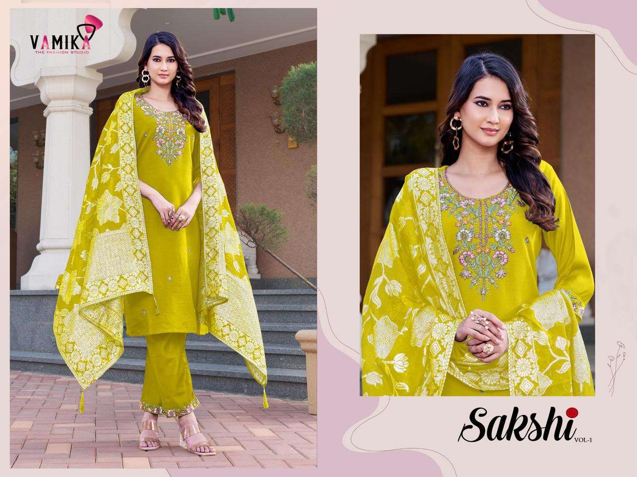 VAMIKA SAKSHI VISCOSE DESIGNER WORK READY MADE LADIES SUIT