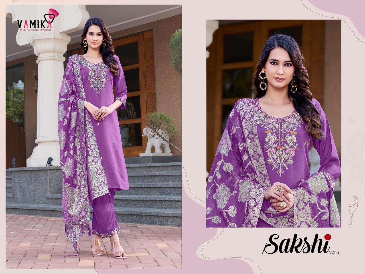 VAMIKA SAKSHI VISCOSE DESIGNER WORK READY MADE LADIES SUIT