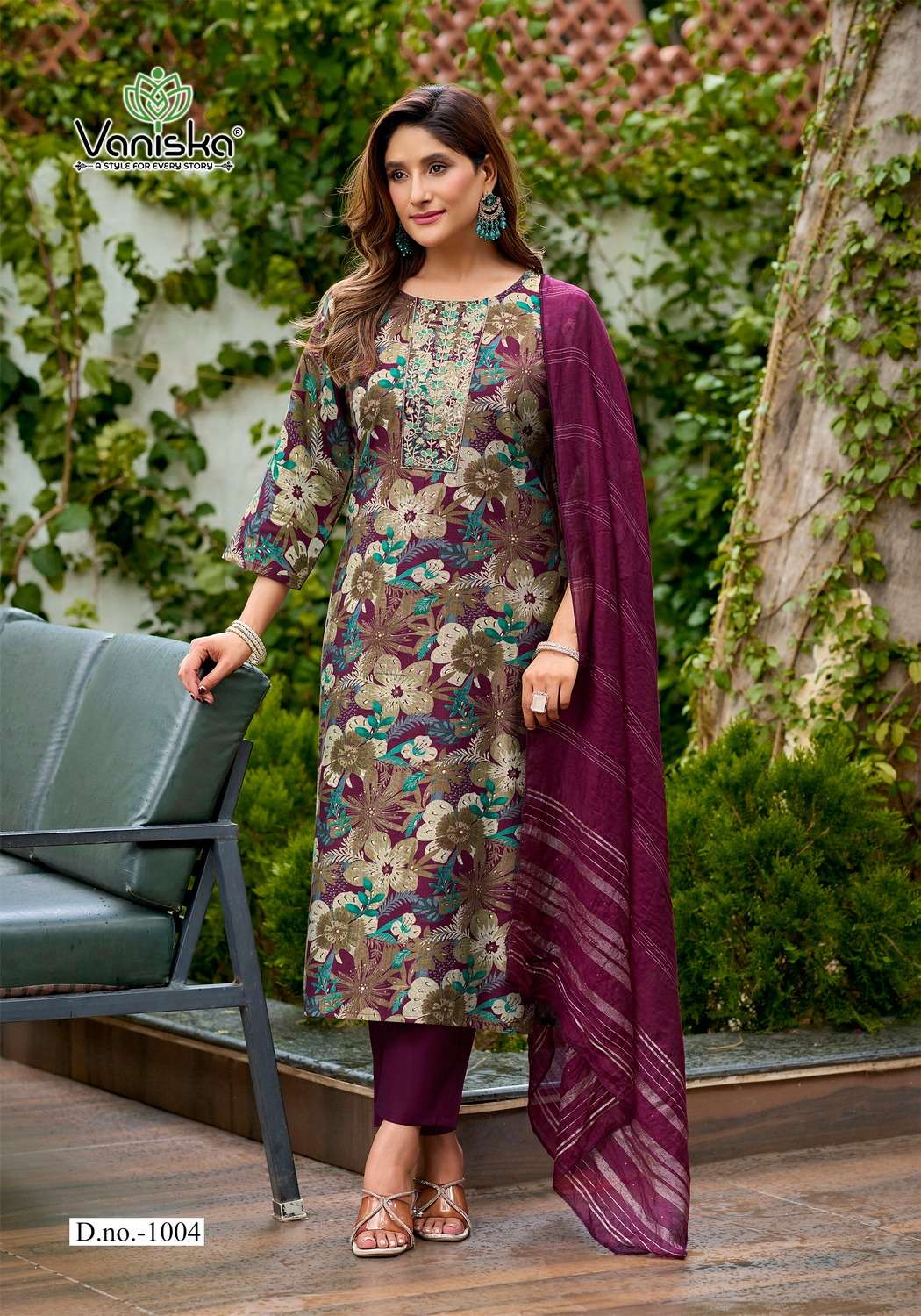 VANISKA FIONA STRAIGHT STYLE  KURTI WITH PANT &  DUPATTA SET 