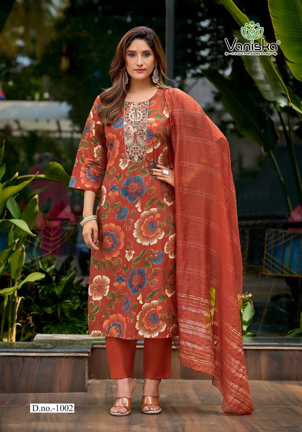 VANISKA FIONA STRAIGHT STYLE  KURTI WITH PANT &  DUPATTA SET 