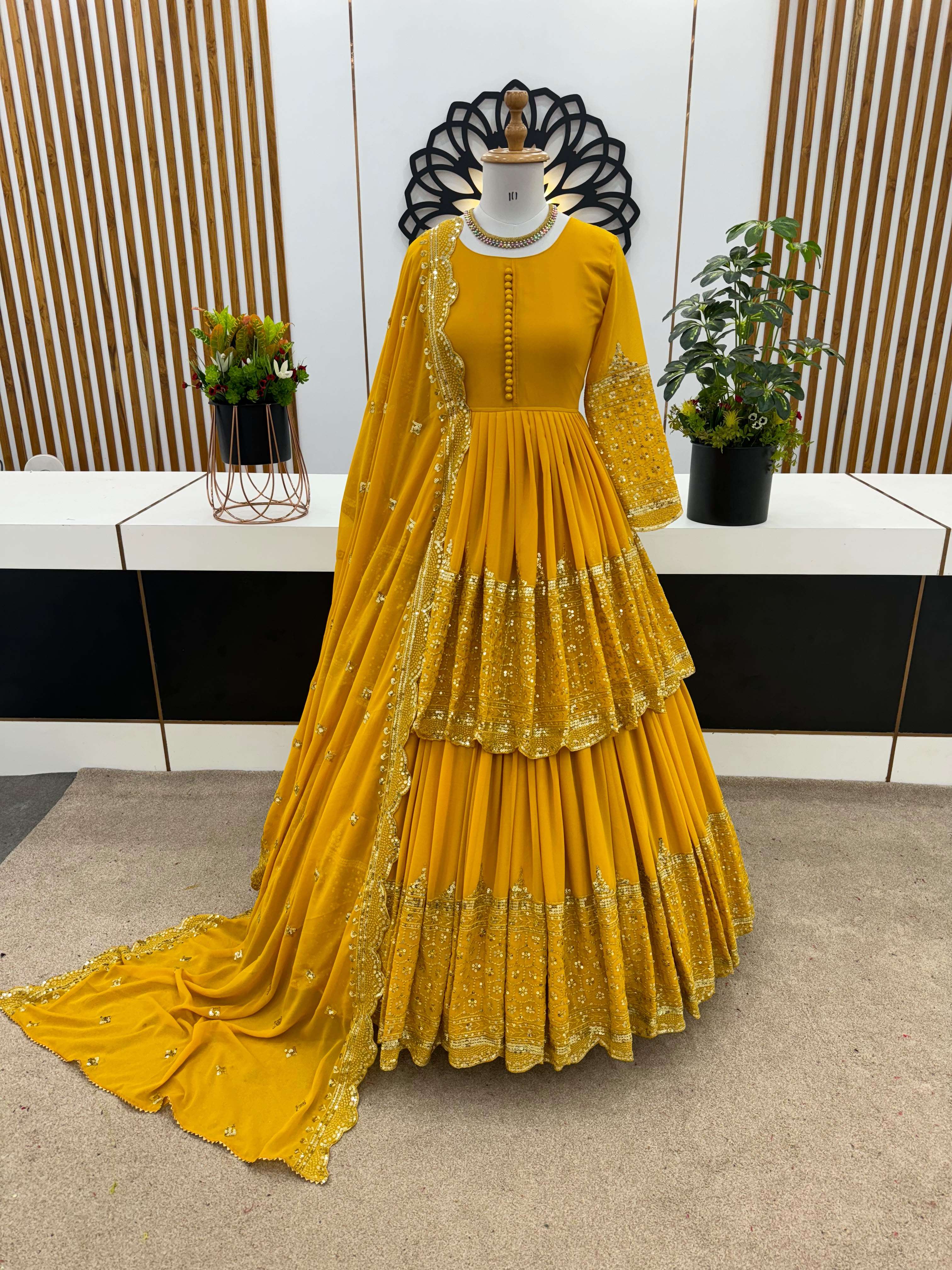 ZF 362 GEORGETTE HEAVY SEQUENCE EMBROIDERY DESIGNER LEHENGA SUIT COLLECTION 