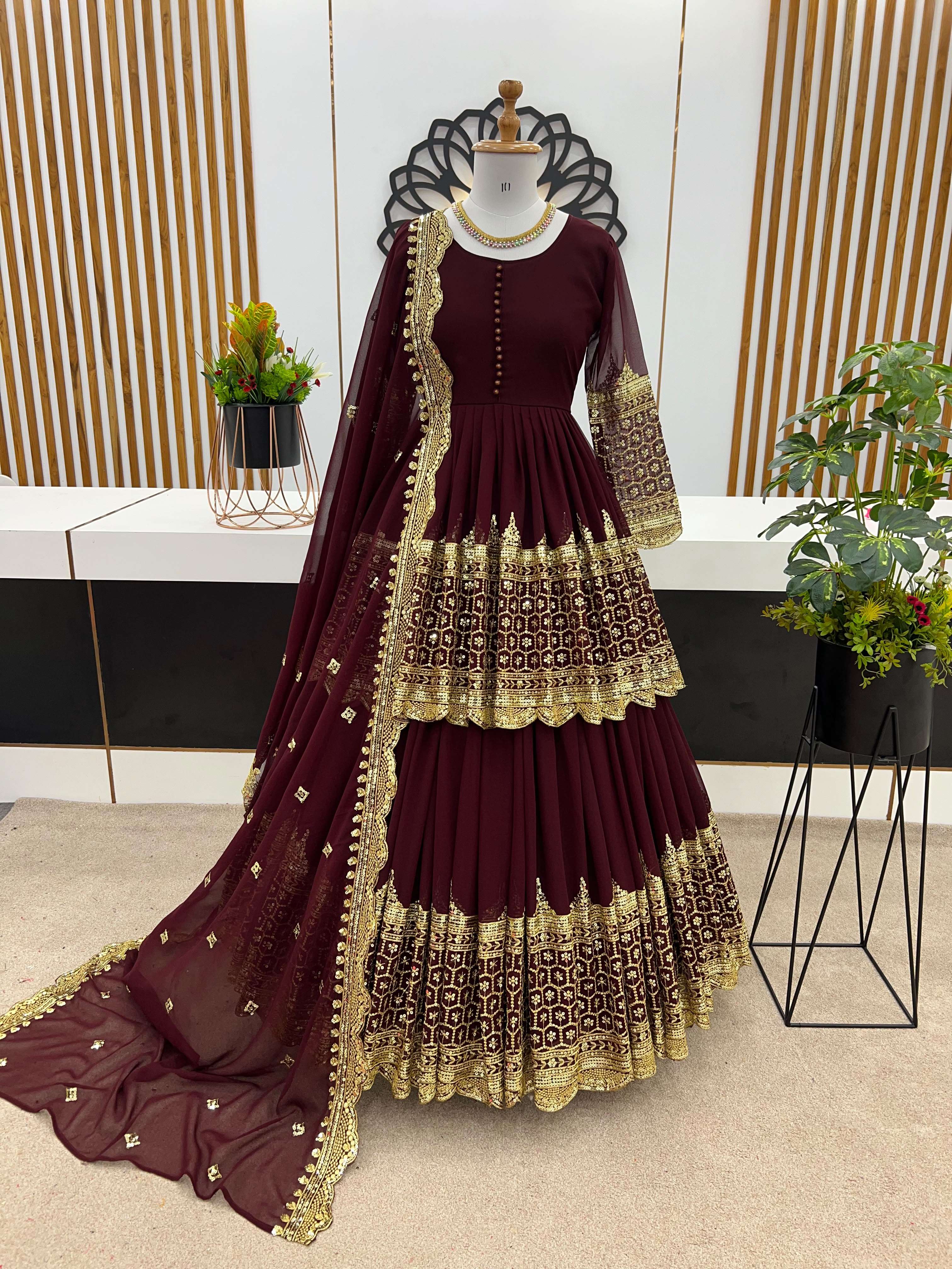 ZF 362 GEORGETTE HEAVY SEQUENCE EMBROIDERY DESIGNER LEHENGA SUIT COLLECTION 