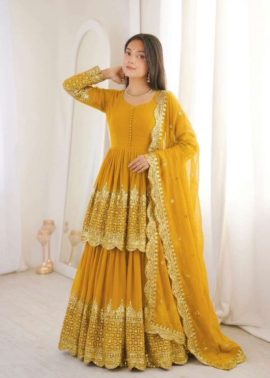 ZF 362 GEORGETTE HEAVY SEQUENCE EMBROIDERY DESIGNER LEHENGA SUIT COLLECTION 