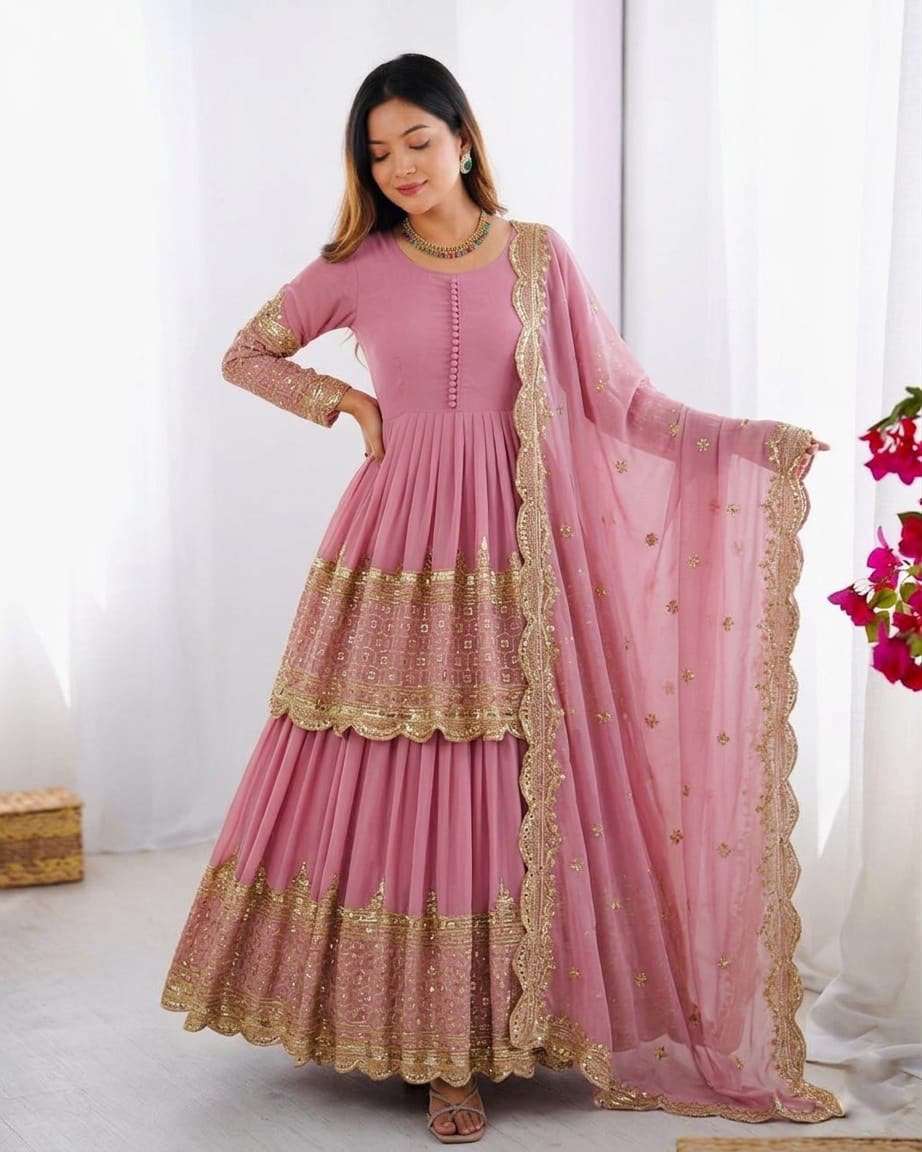 ZF 362 GEORGETTE HEAVY SEQUENCE EMBROIDERY DESIGNER LEHENGA SUIT COLLECTION 