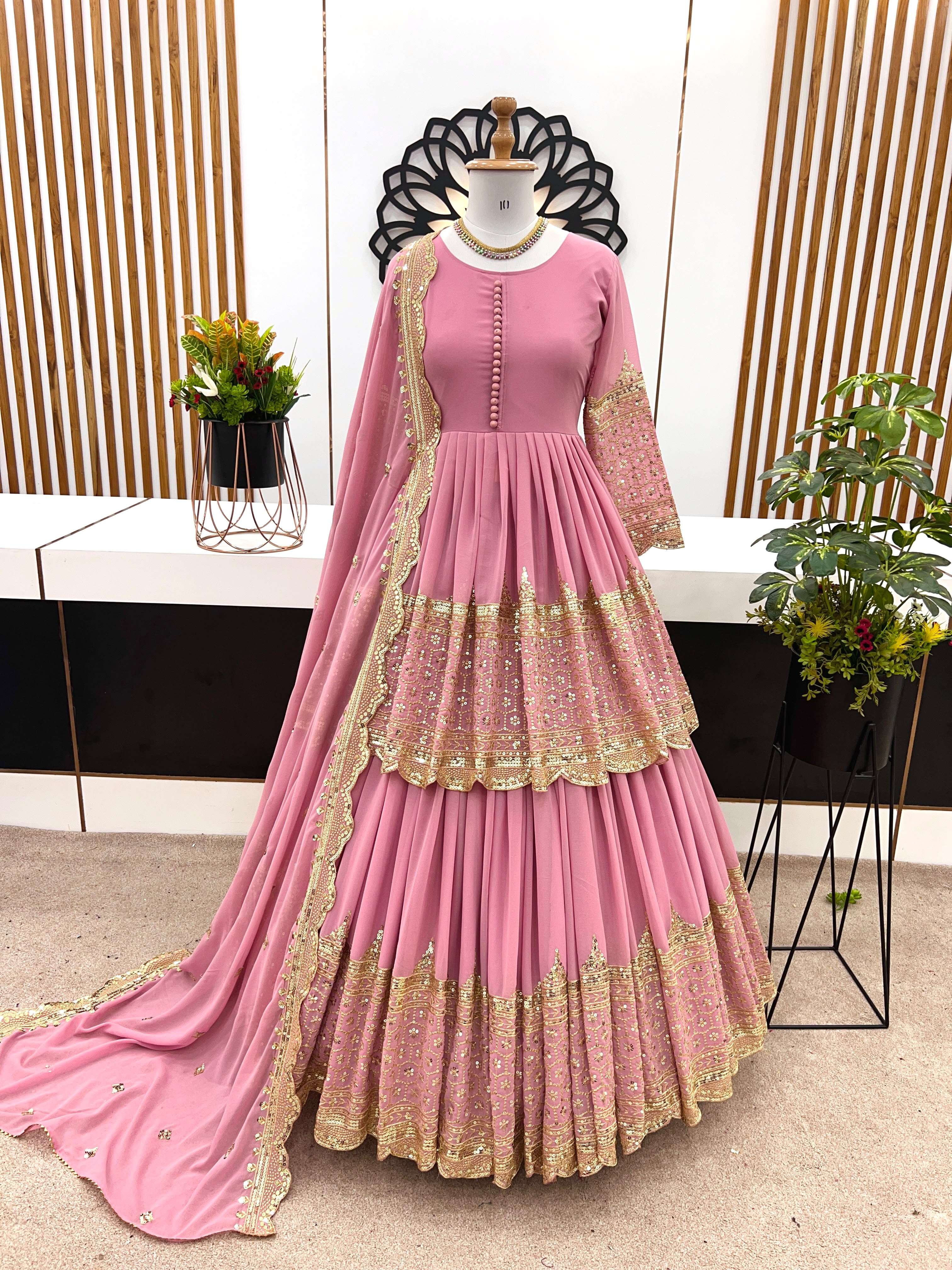 ZF 362 GEORGETTE HEAVY SEQUENCE EMBROIDERY DESIGNER LEHENGA SUIT COLLECTION 