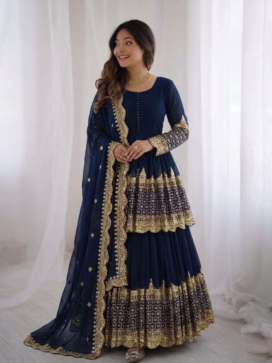 ZF 362 GEORGETTE HEAVY SEQUENCE EMBROIDERY DESIGNER LEHENGA SUIT COLLECTION 