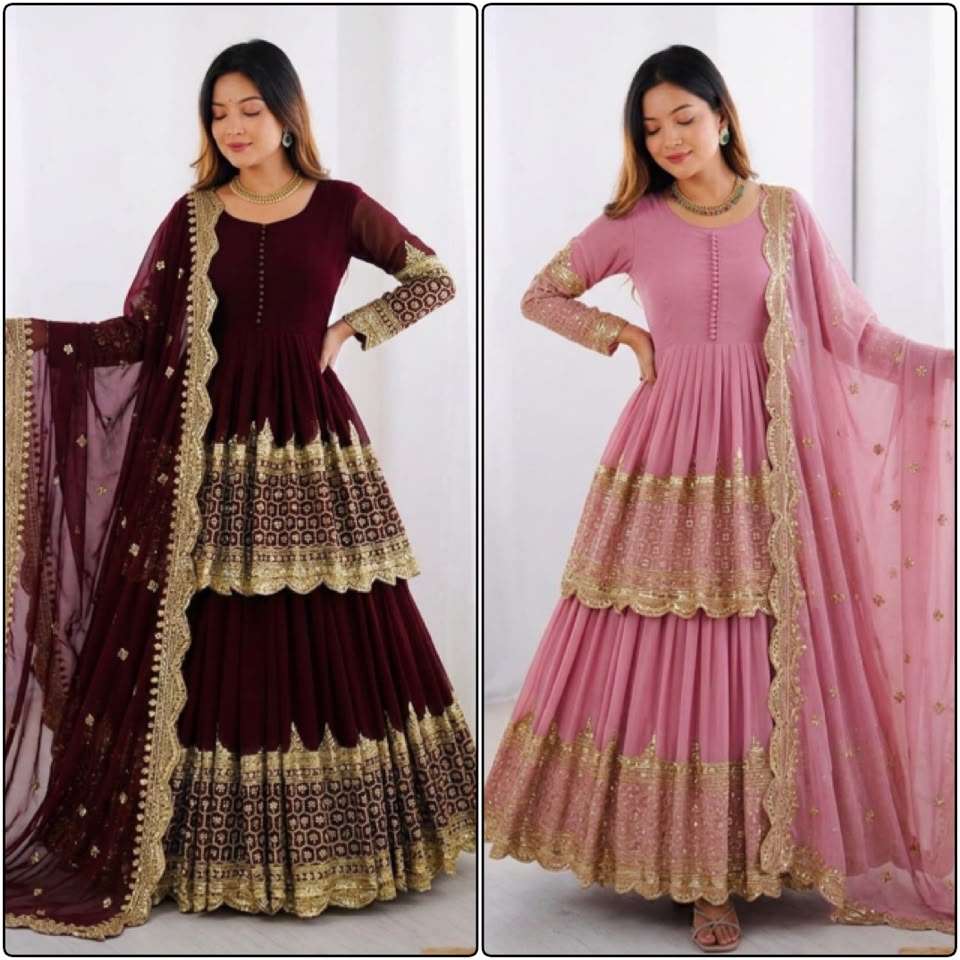 ZF 362 GEORGETTE HEAVY SEQUENCE EMBROIDERY DESIGNER LEHENGA SUIT COLLECTION 