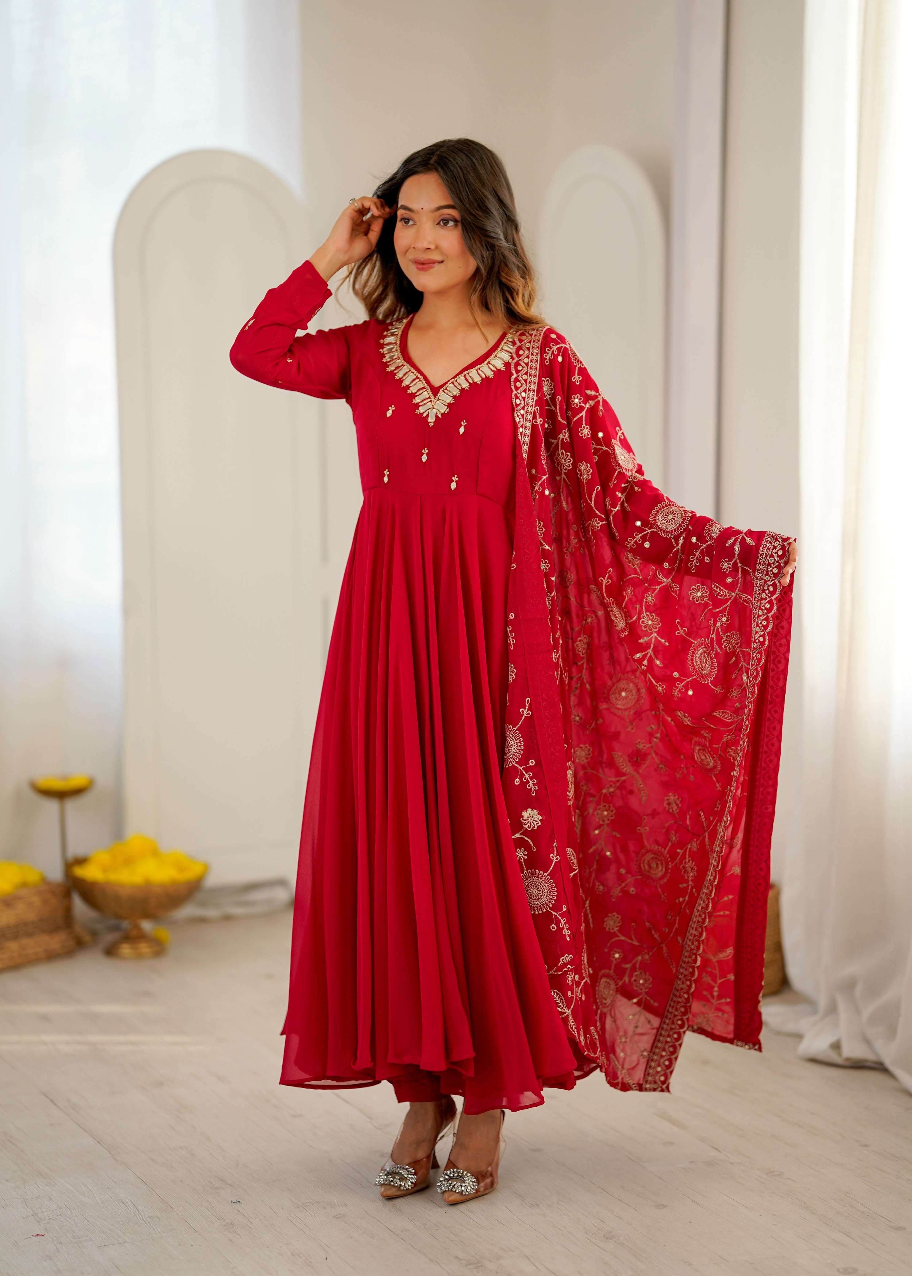 ZF 5025 GEORGETTE PREETY LOOK DESIGNER LADIES PARTY WEAR GOWN SUIT