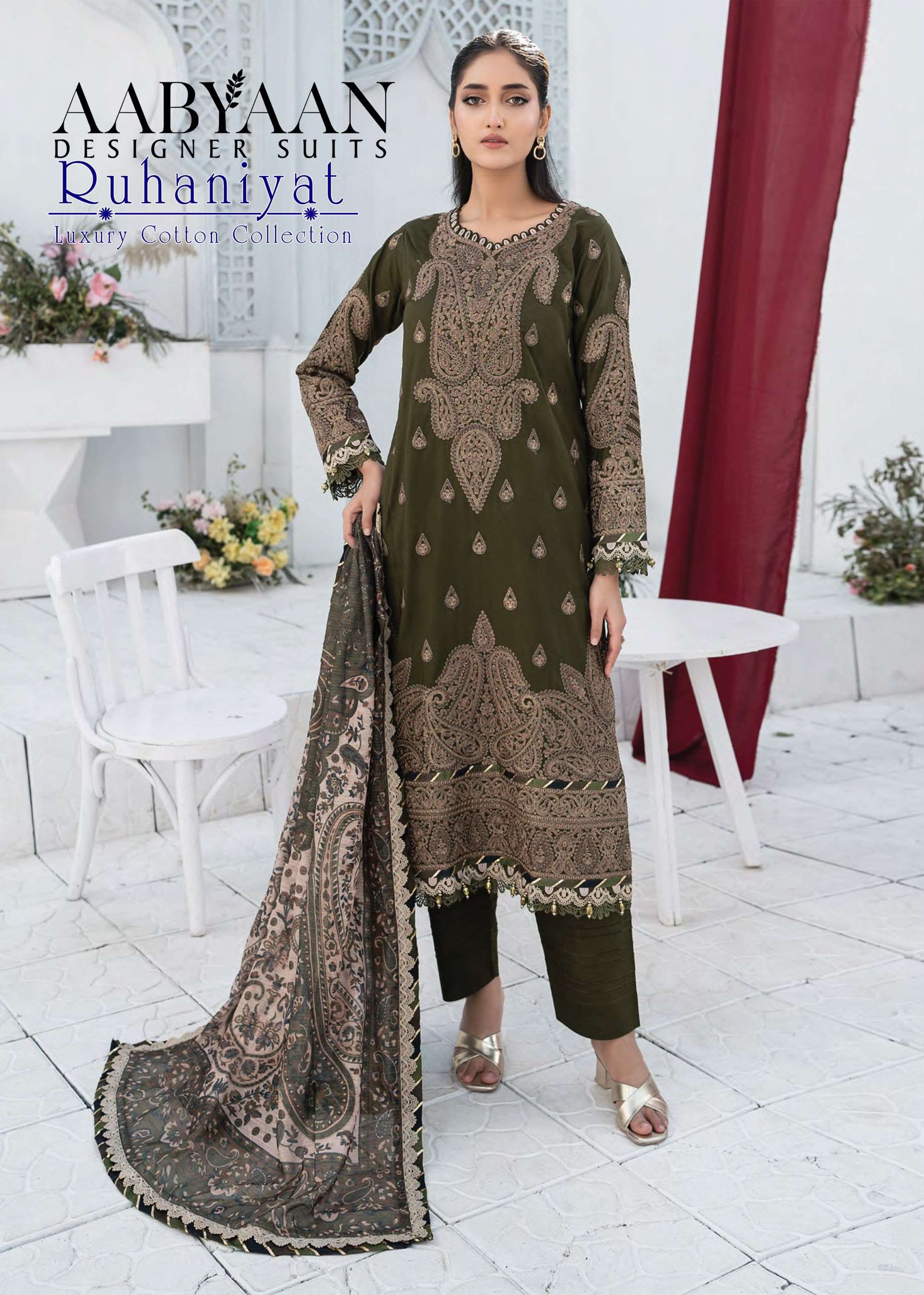 AABYAAN DESIGNER SUIT RUHANIYAT VOL 12 COTTON KARACHI DIGITAL PRINTS SALWAR SUIT
