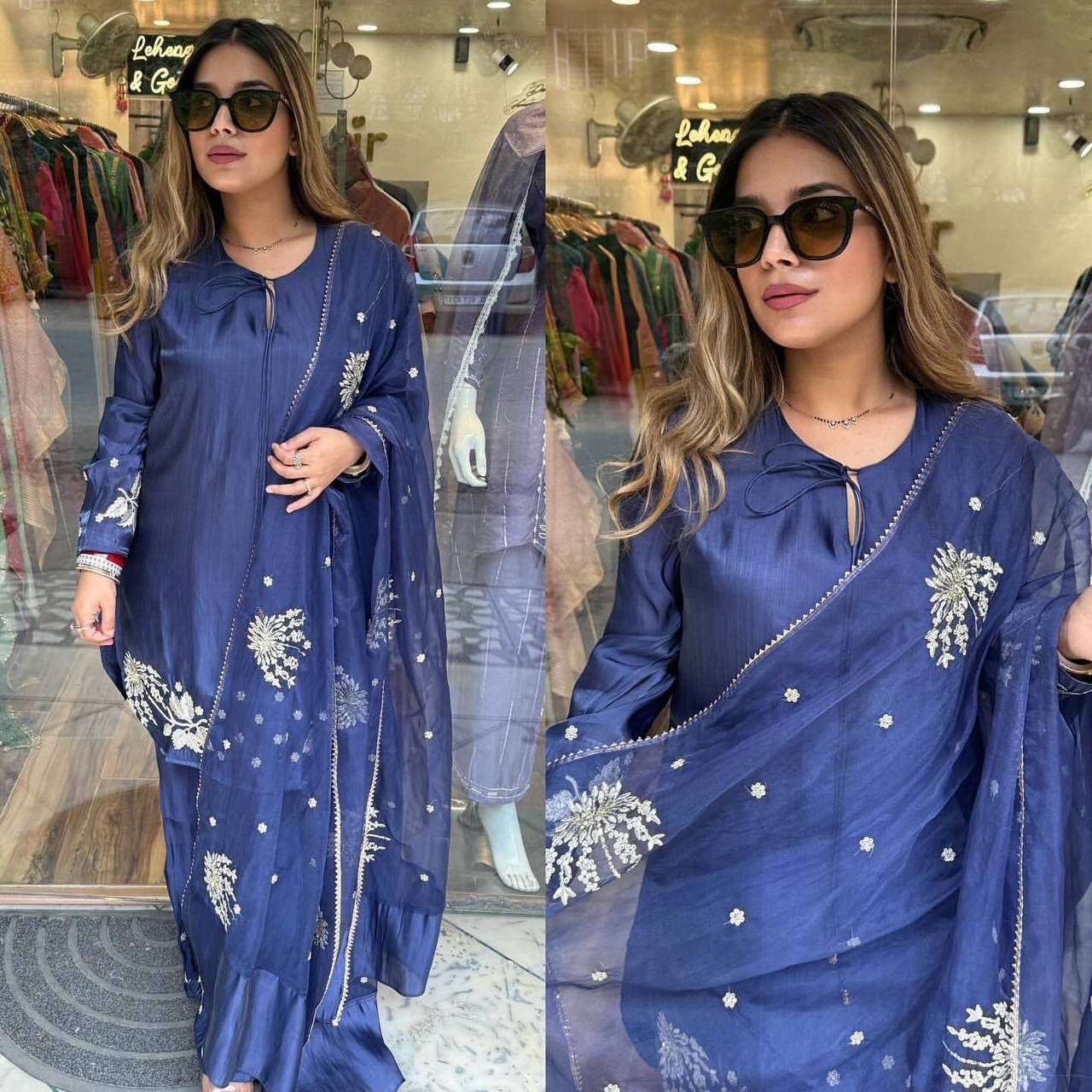 AD 202 CREPE DESIGNER PARTY WEAR LOOK LADIES 3PIECE SET COLLECTION 