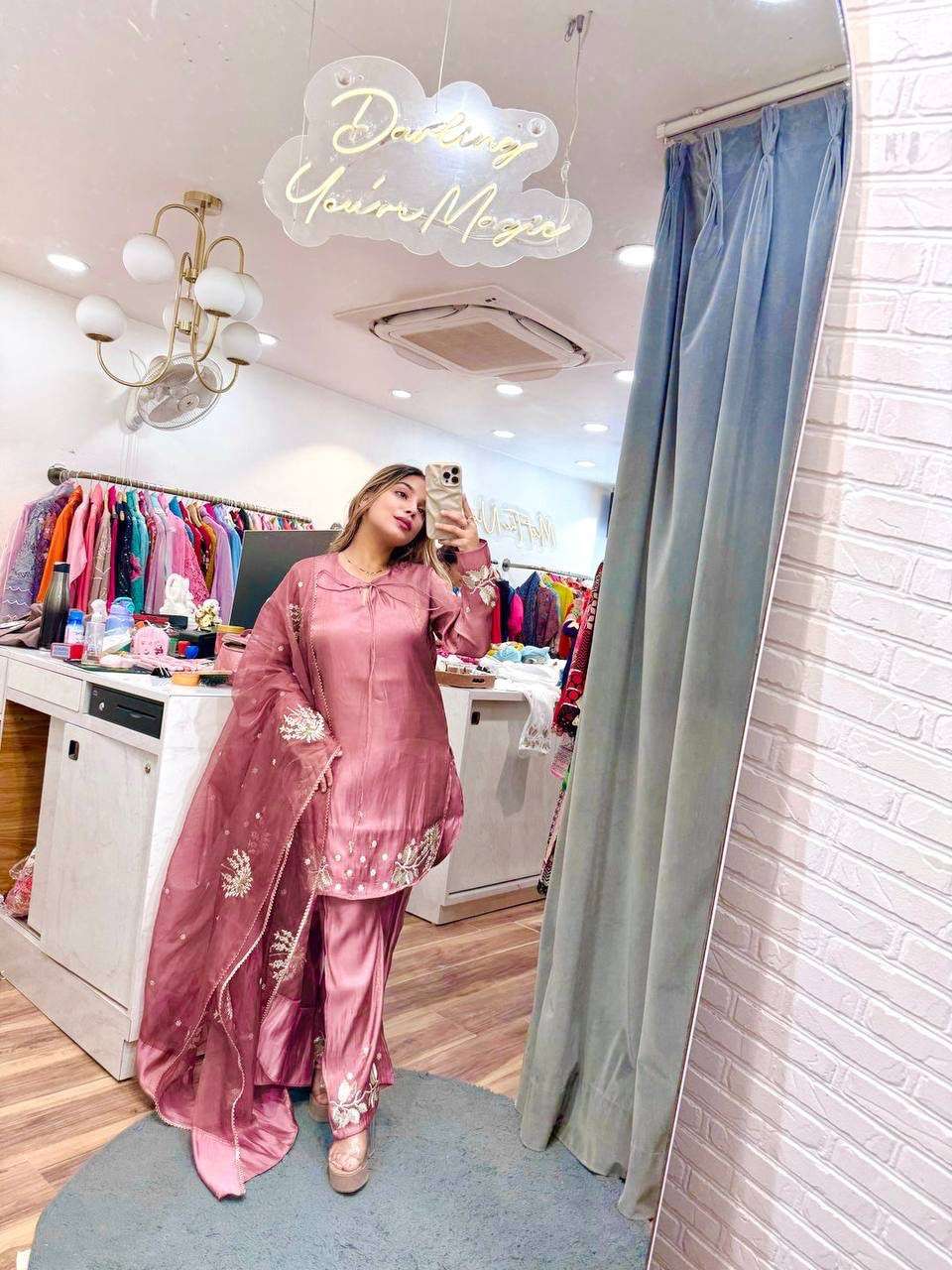AD 202 CREPE DESIGNER PARTY WEAR LOOK LADIES 3PIECE SET COLLECTION 