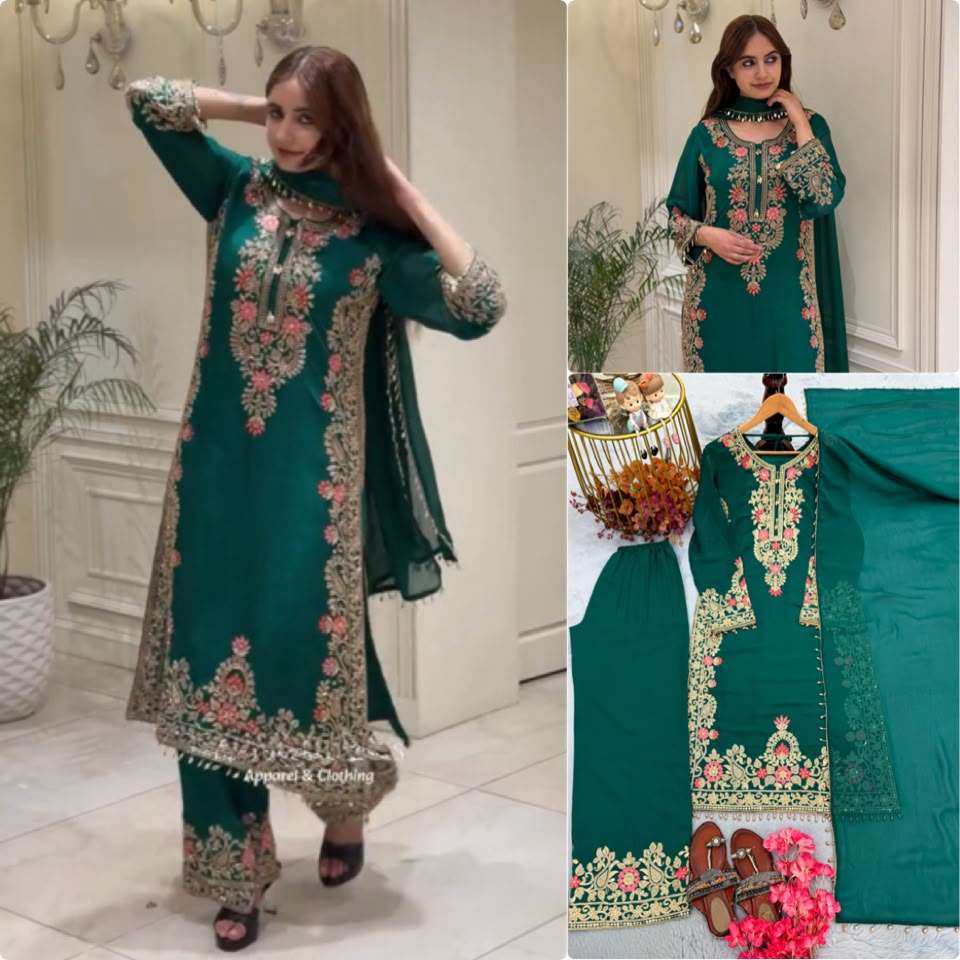 AD 240 GEORGETTE HEAVY EMBROIDERED DESIGNER PARTY WEAR LADIES SUIT