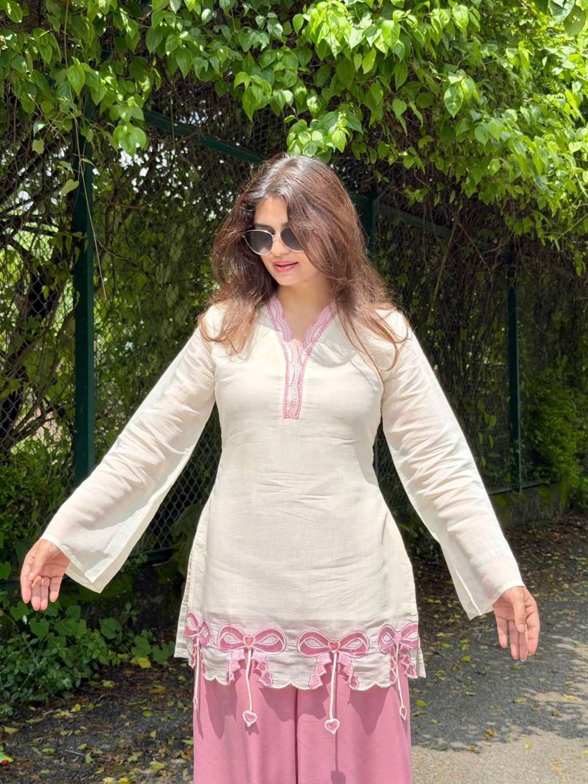AD 244 SILK PREETY LOOK LADIES TOP WITH PLAZZO PAIR 