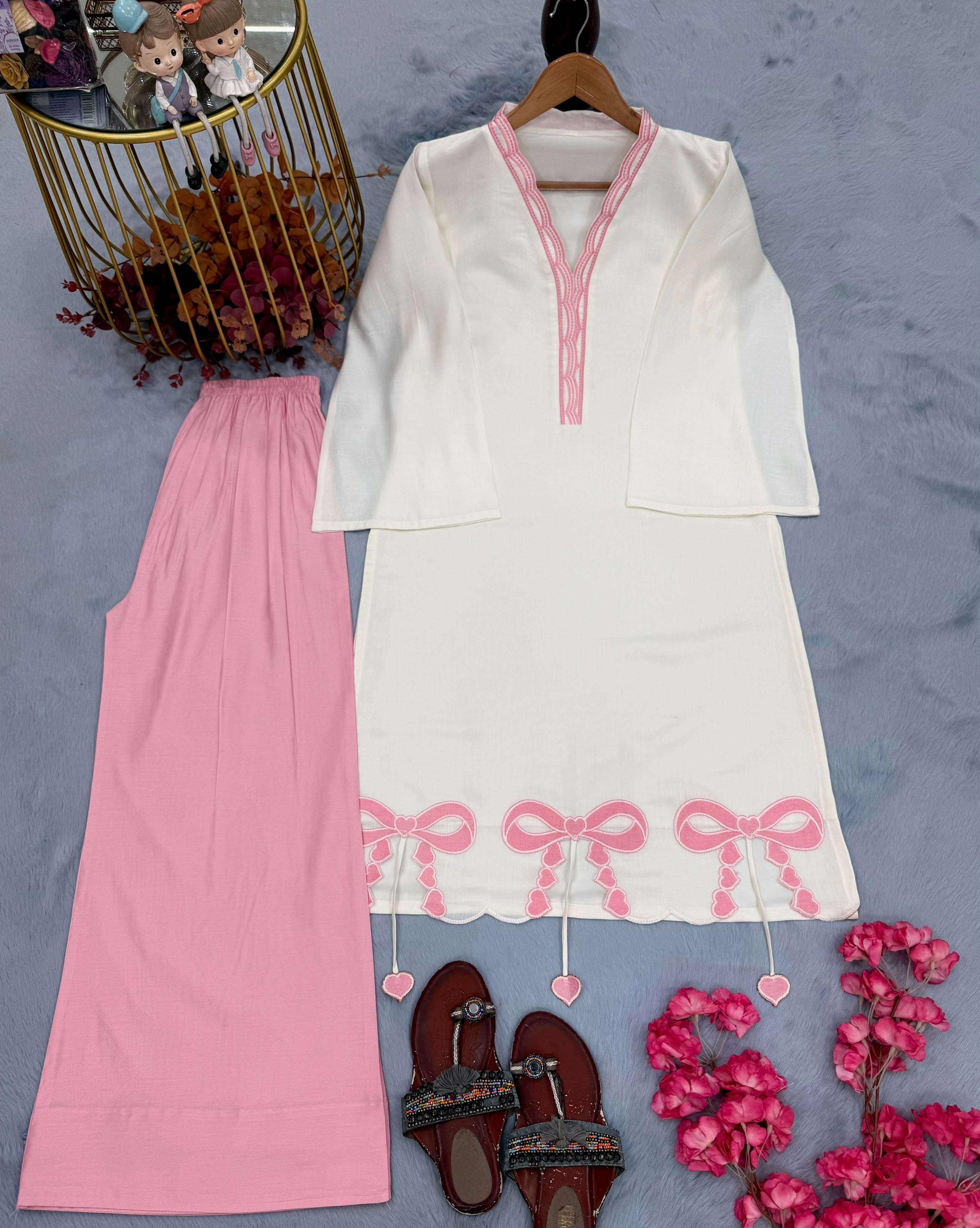 AD 244 SILK PREETY LOOK LADIES TOP WITH PLAZZO PAIR 