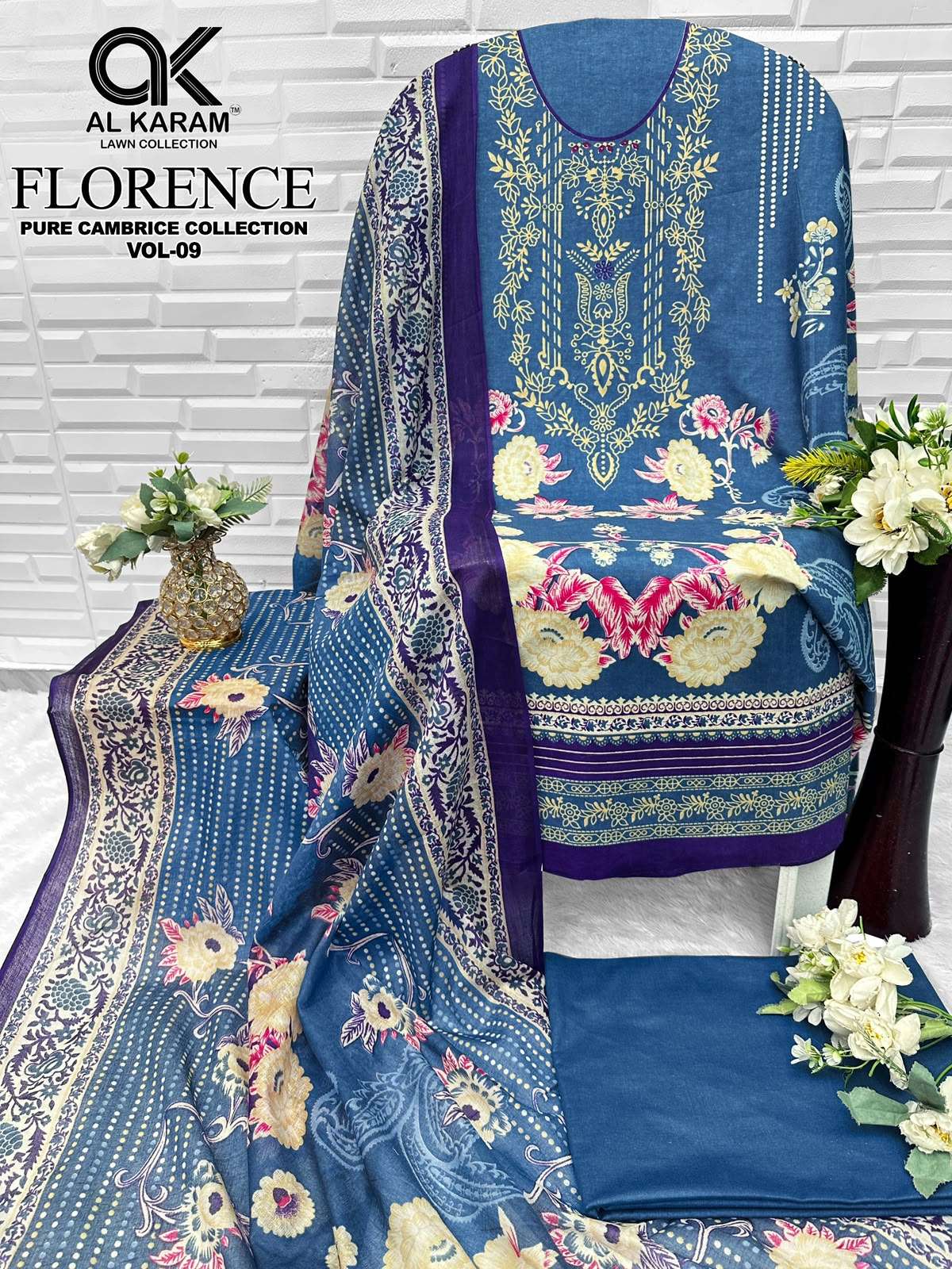AL KARAM FLORENCE VOL 9 CAMBRIC COTTON DIGITAL PRINT SALWAR SUIT