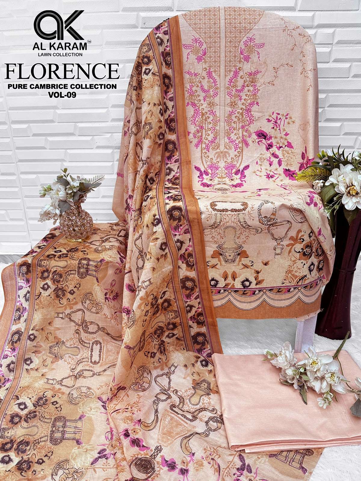 AL KARAM FLORENCE VOL 9 CAMBRIC COTTON DIGITAL PRINT SALWAR SUIT