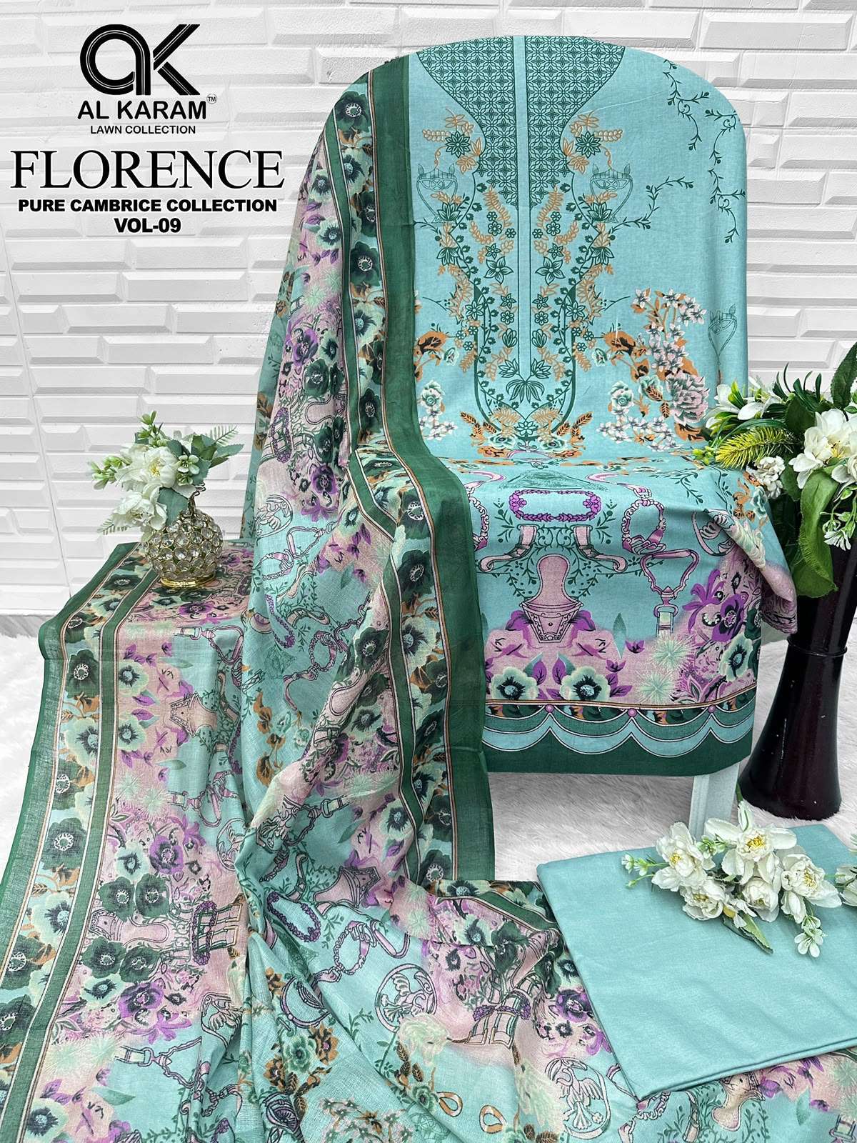 AL KARAM FLORENCE VOL 9 CAMBRIC COTTON DIGITAL PRINT SALWAR SUIT