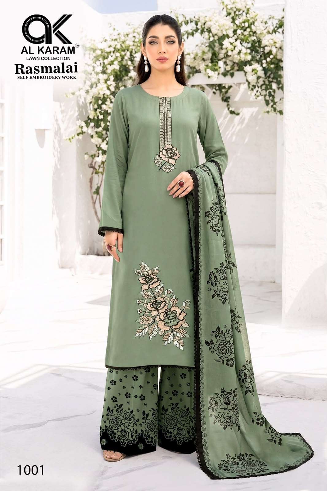 AL KARAM RASMALAI RAYON FANCY EMBROIDERIES WORK SUIT