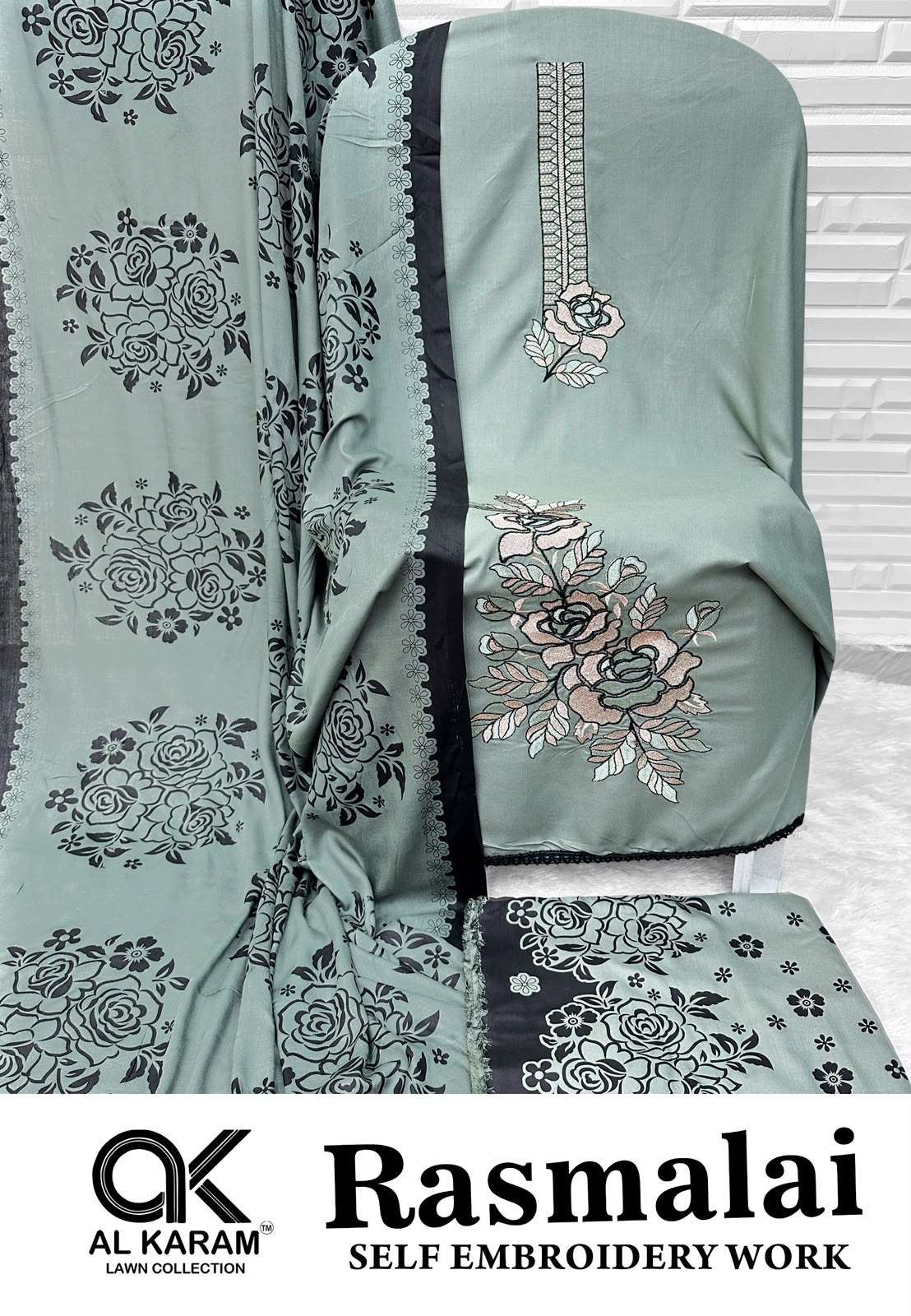 AL KARAM RASMALAI RAYON FANCY EMBROIDERIES WORK SUIT