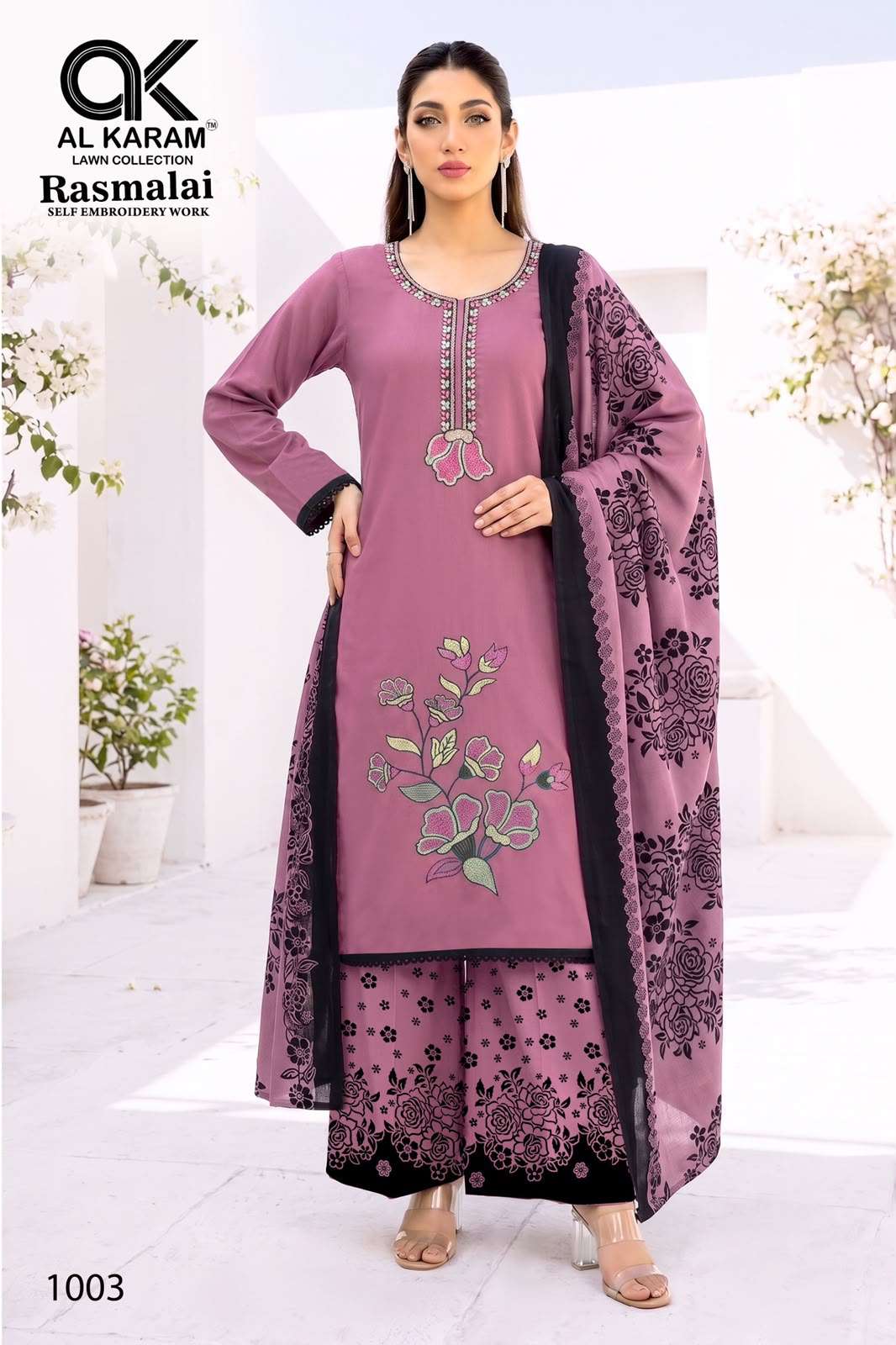 AL KARAM RASMALAI RAYON FANCY EMBROIDERIES WORK SUIT
