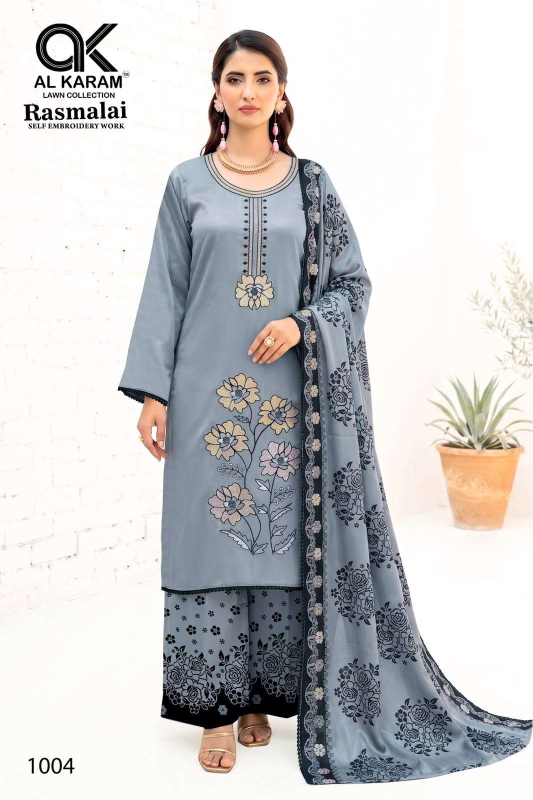 AL KARAM RASMALAI RAYON FANCY EMBROIDERIES WORK SUIT