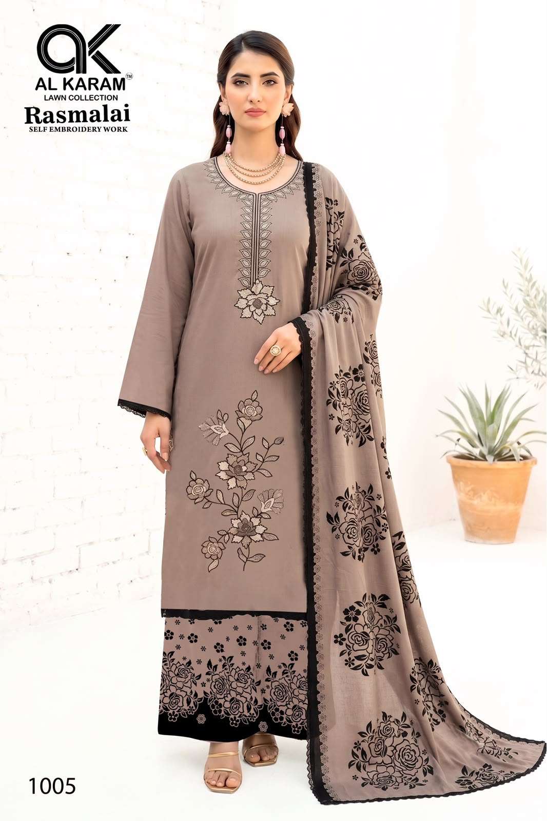 AL KARAM RASMALAI RAYON FANCY EMBROIDERIES WORK SUIT