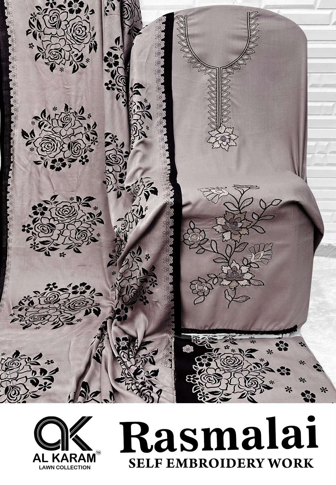 AL KARAM RASMALAI RAYON FANCY EMBROIDERIES WORK SUIT