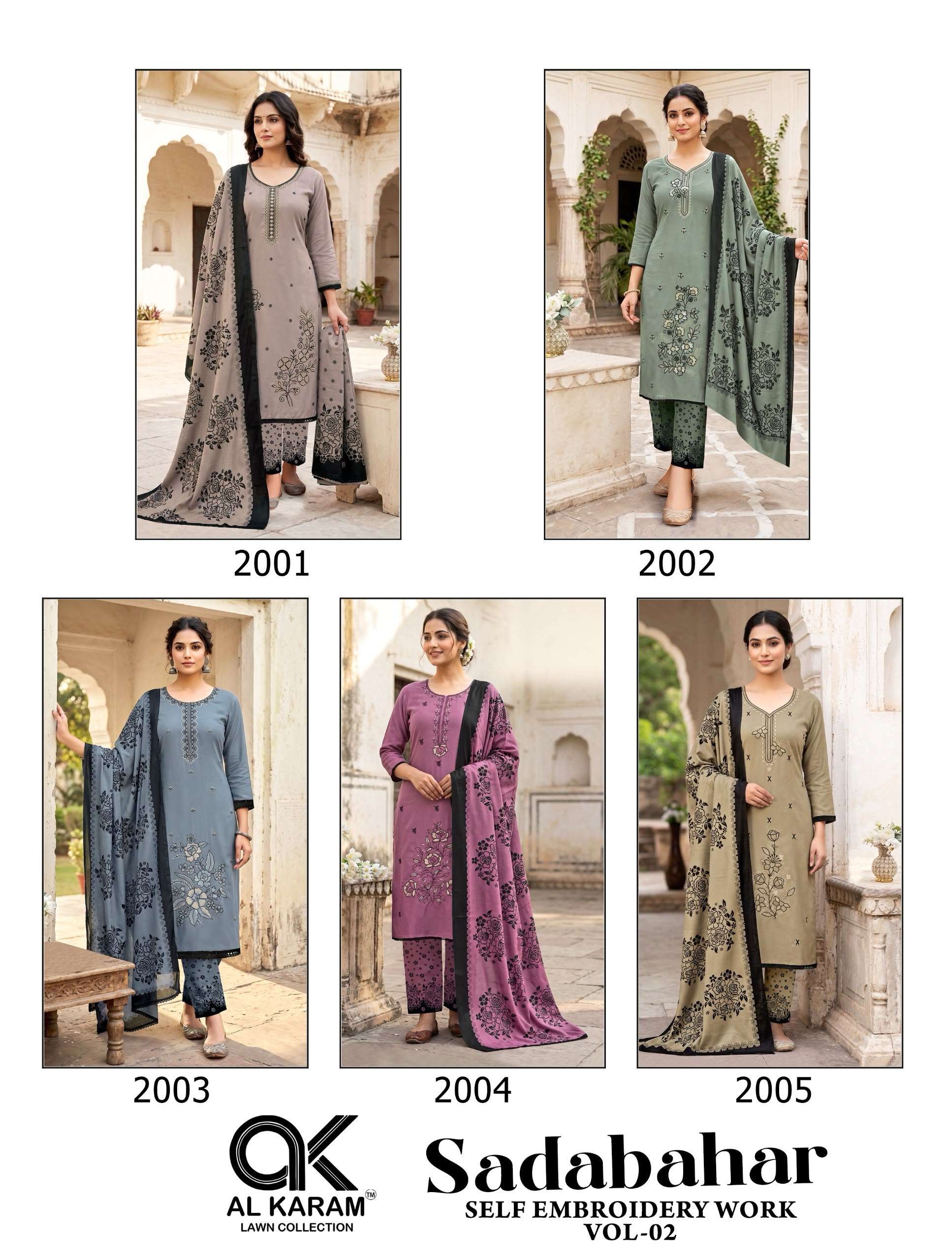 AL KARAM SADABAHAR RAYON FANCY EMBROIDERY WORK SUIT