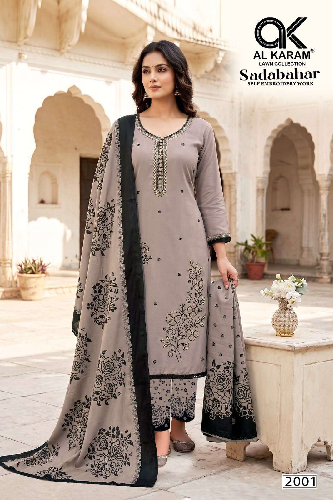 AL KARAM SADABAHAR RAYON FANCY EMBROIDERY WORK SUIT